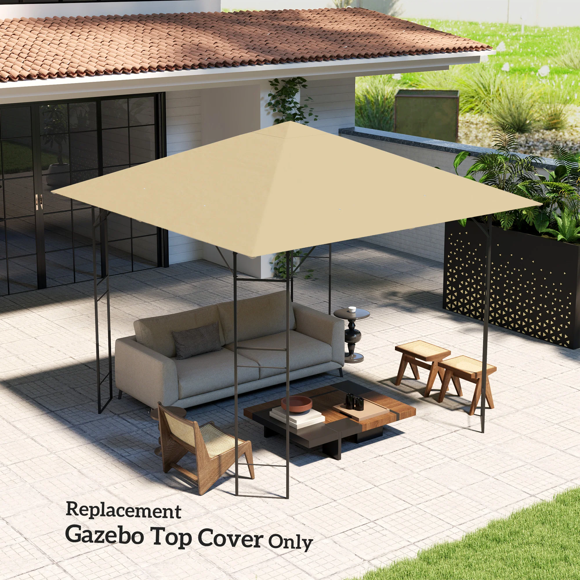 Outsunny 3 X 3(m) Gazebo Canopy Replacement Cover With Drain Holes - Image 7