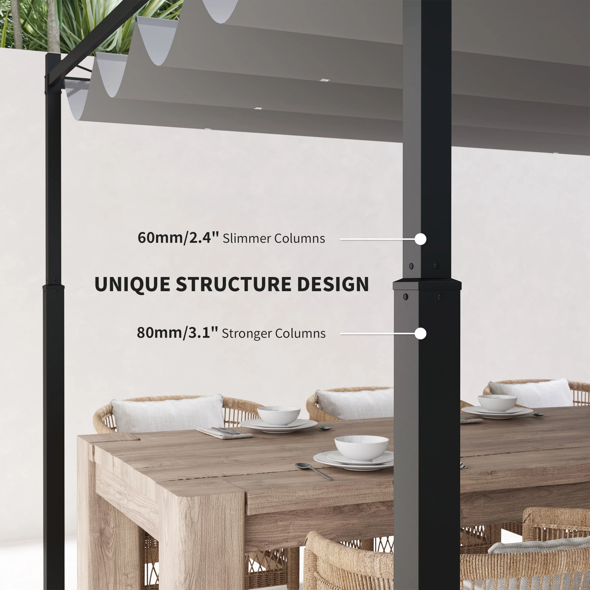 Outsunny 3 X 3(m) Pergola With Retractable Roof, 80mm Metal Column - Image 13