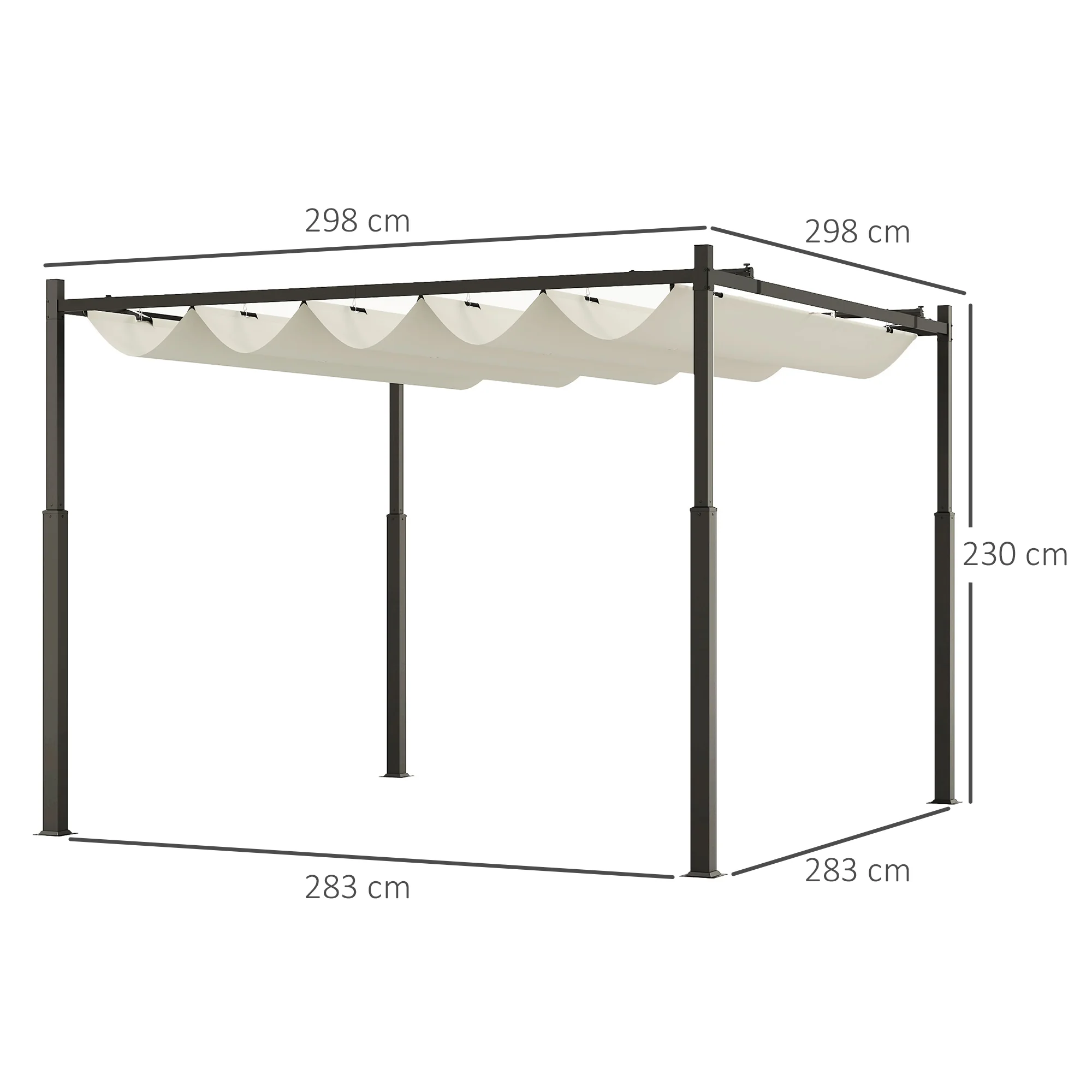 Outsunny 3 X 3(m) Pergola With Retractable Roof, 80mm Metal Column - Image 5