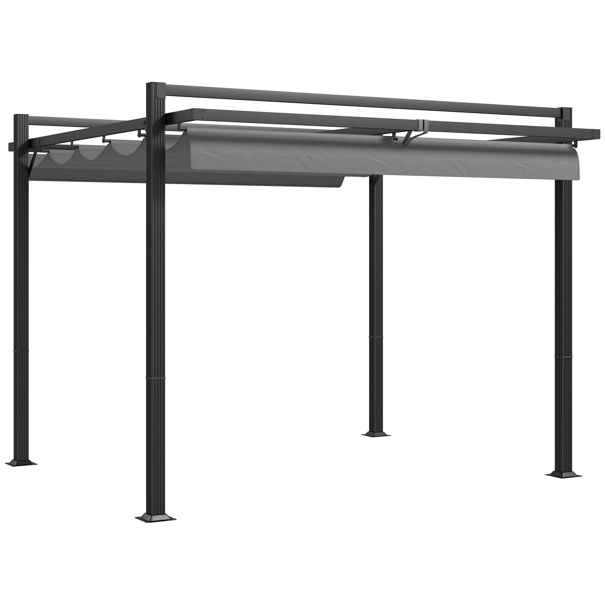 Outsunny 3 x 3(m) Pergola with Retractable Roof and Aluminium Frame, Grey