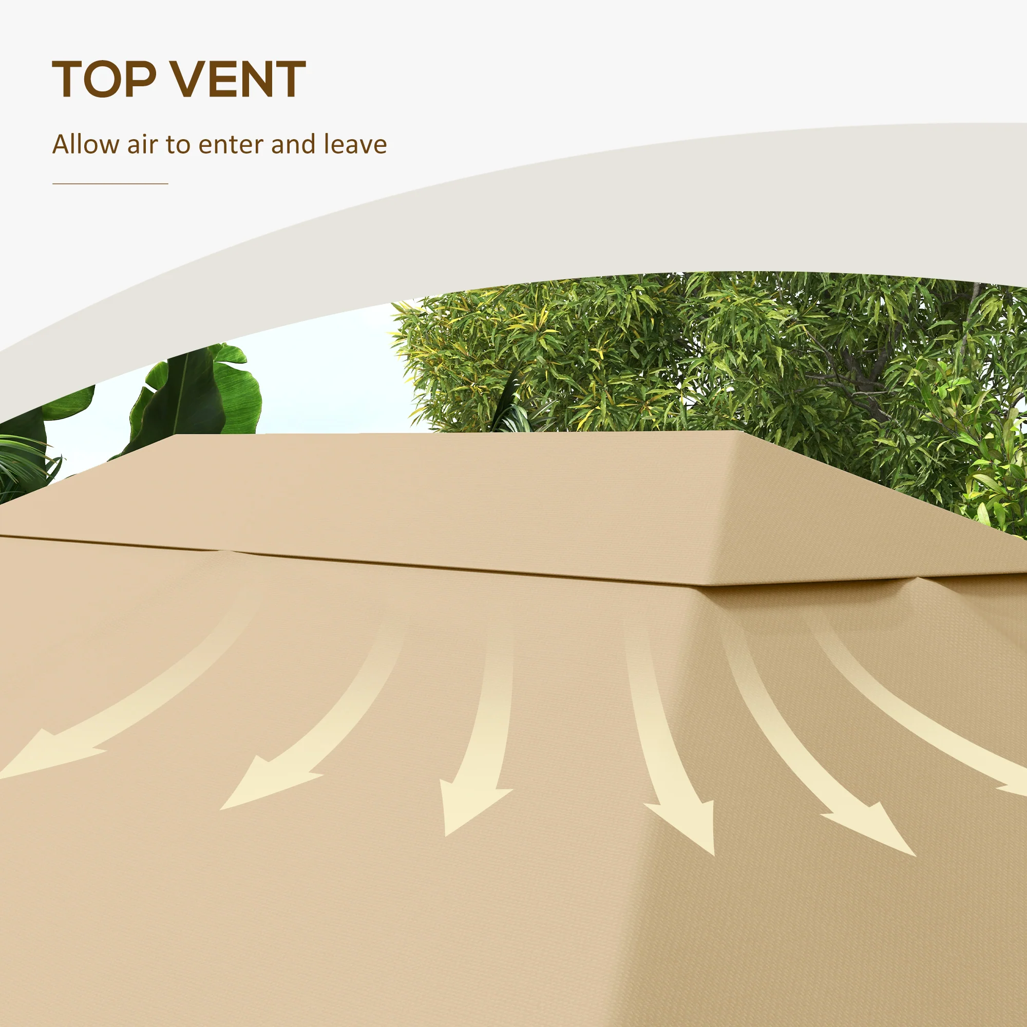 Outsunny 3 x 4m Gazebo Canopy Replacement Gazebo Roof Cover, Khaki - Image 4