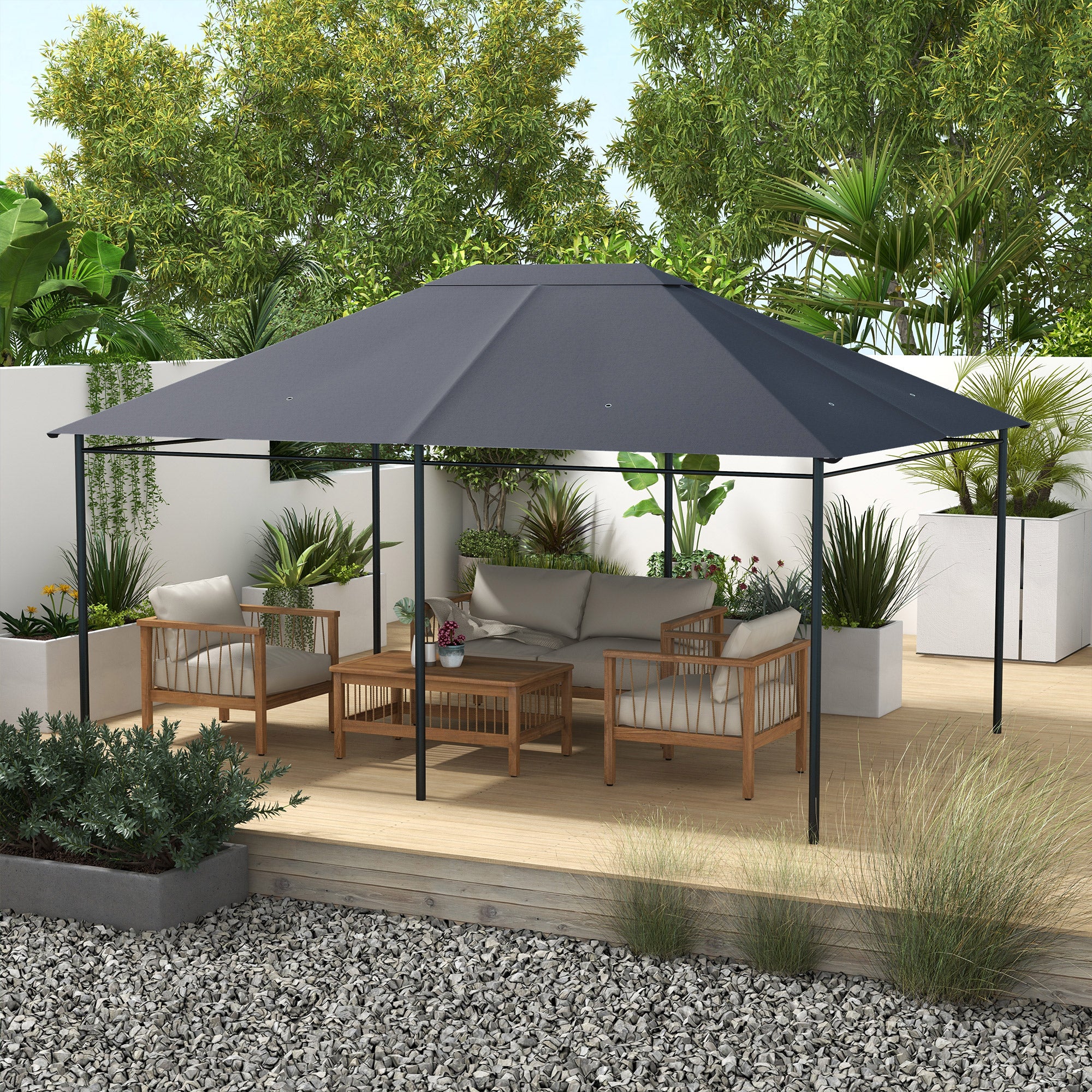 Outsunny 3 X 4m Gazebo Canopy Replacement Gazebo Roof Cover - Grey - Image 11
