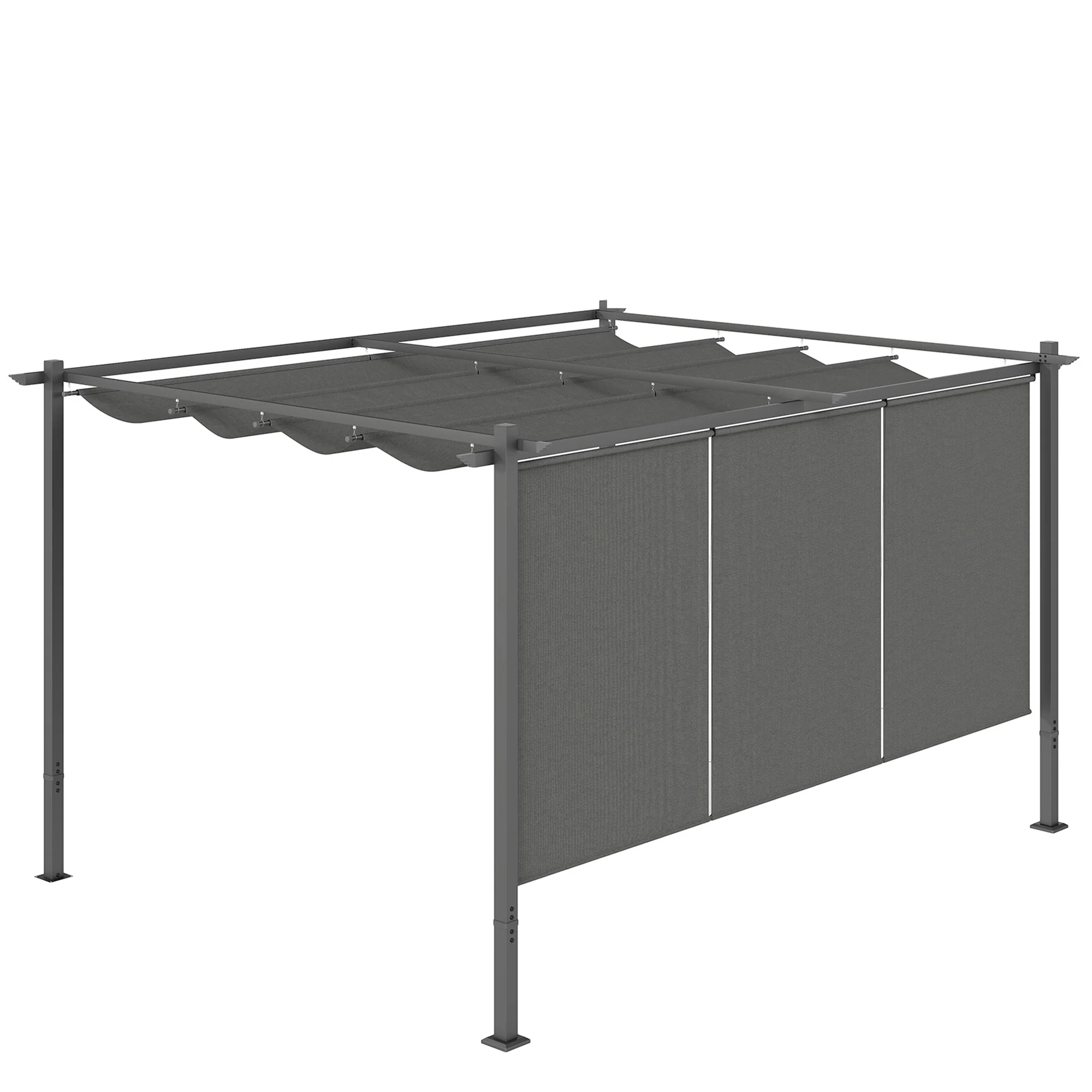 Outsunny 3 X 4m Metal Pergola With Retractable Roof And Roller Shade - Image 10