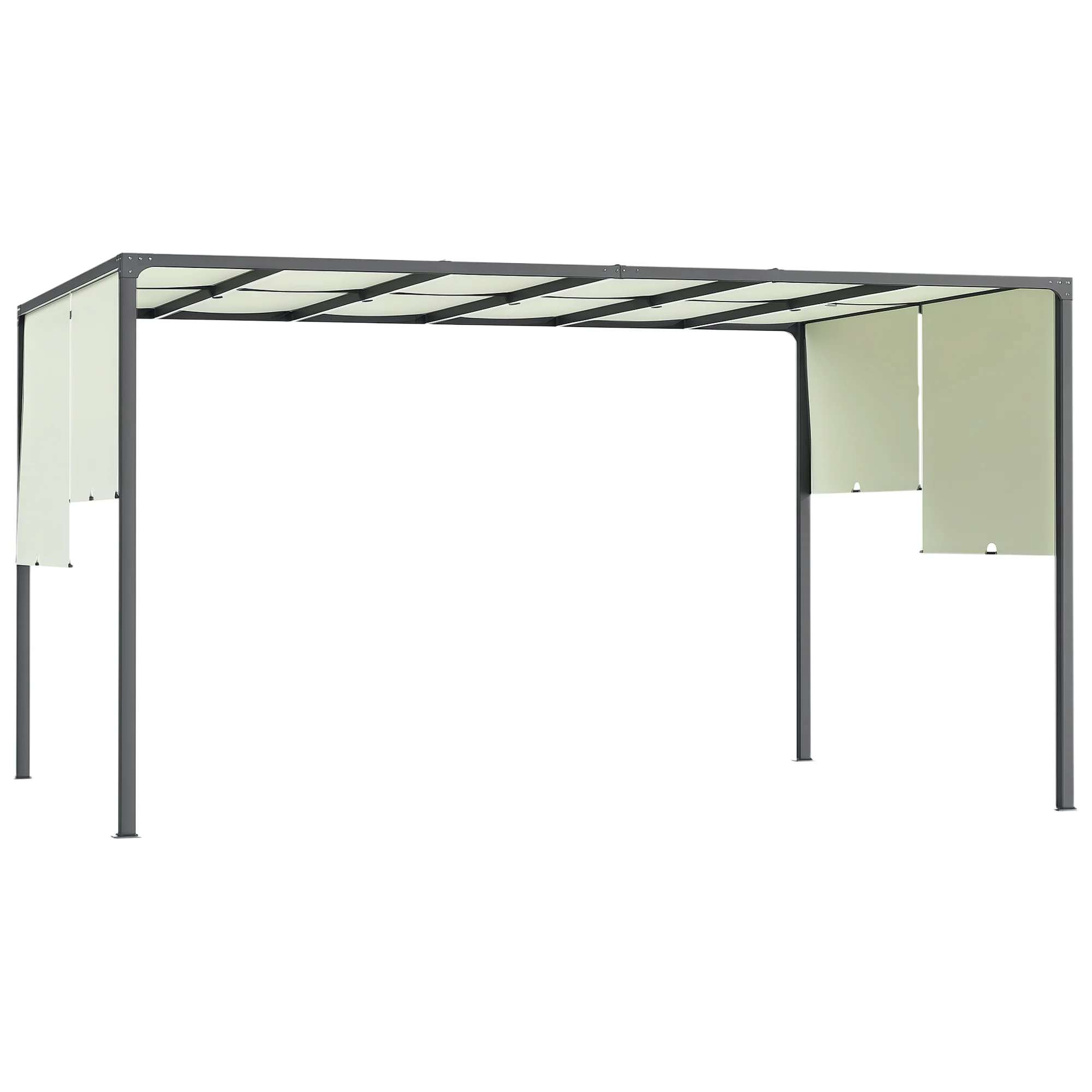 Outsunny 3 x 4m utdoor Garden Pergola with LED Lights Cream White