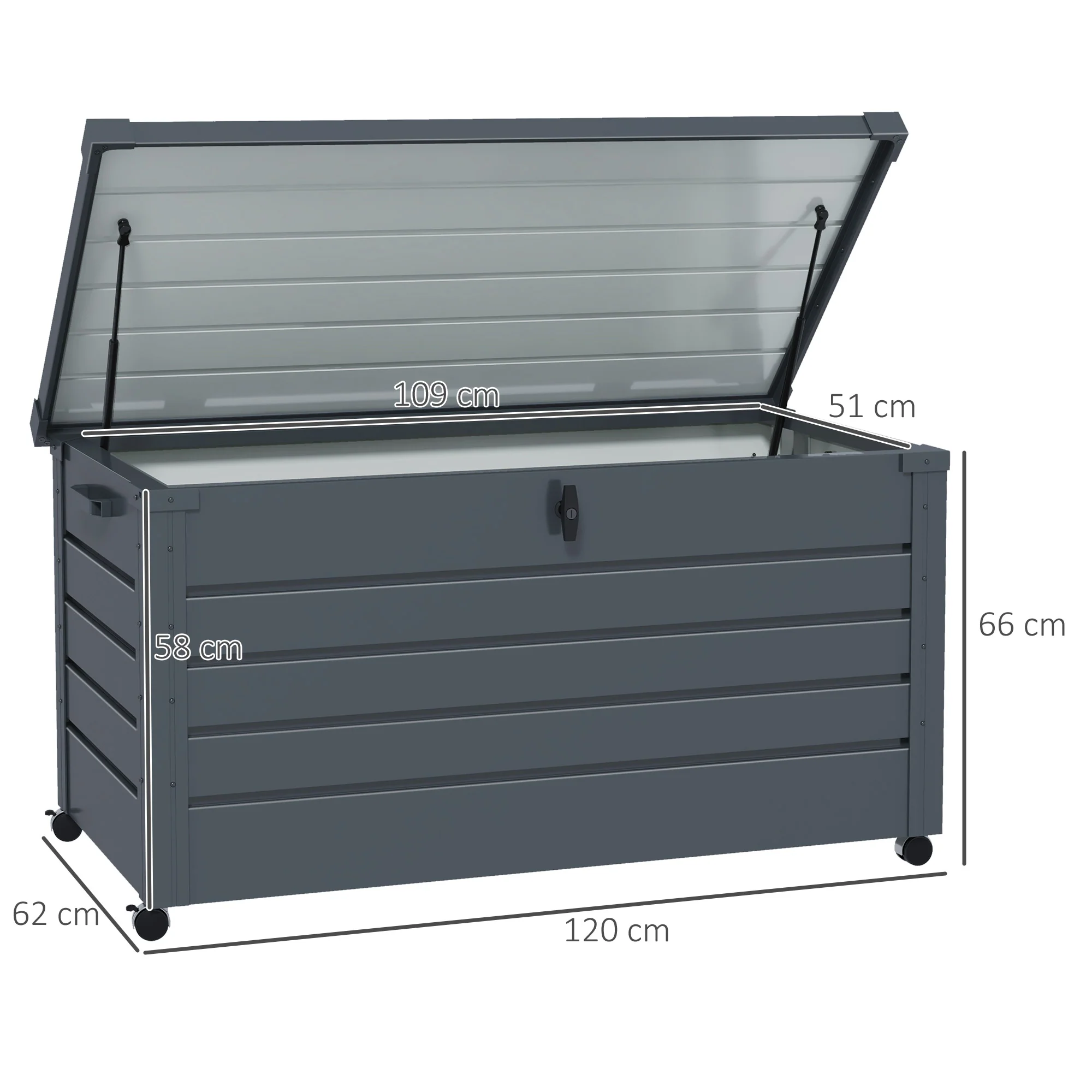 Outsunny 331L Outdoor Storage Box Waterproof with Wheels and Lock - Image 5