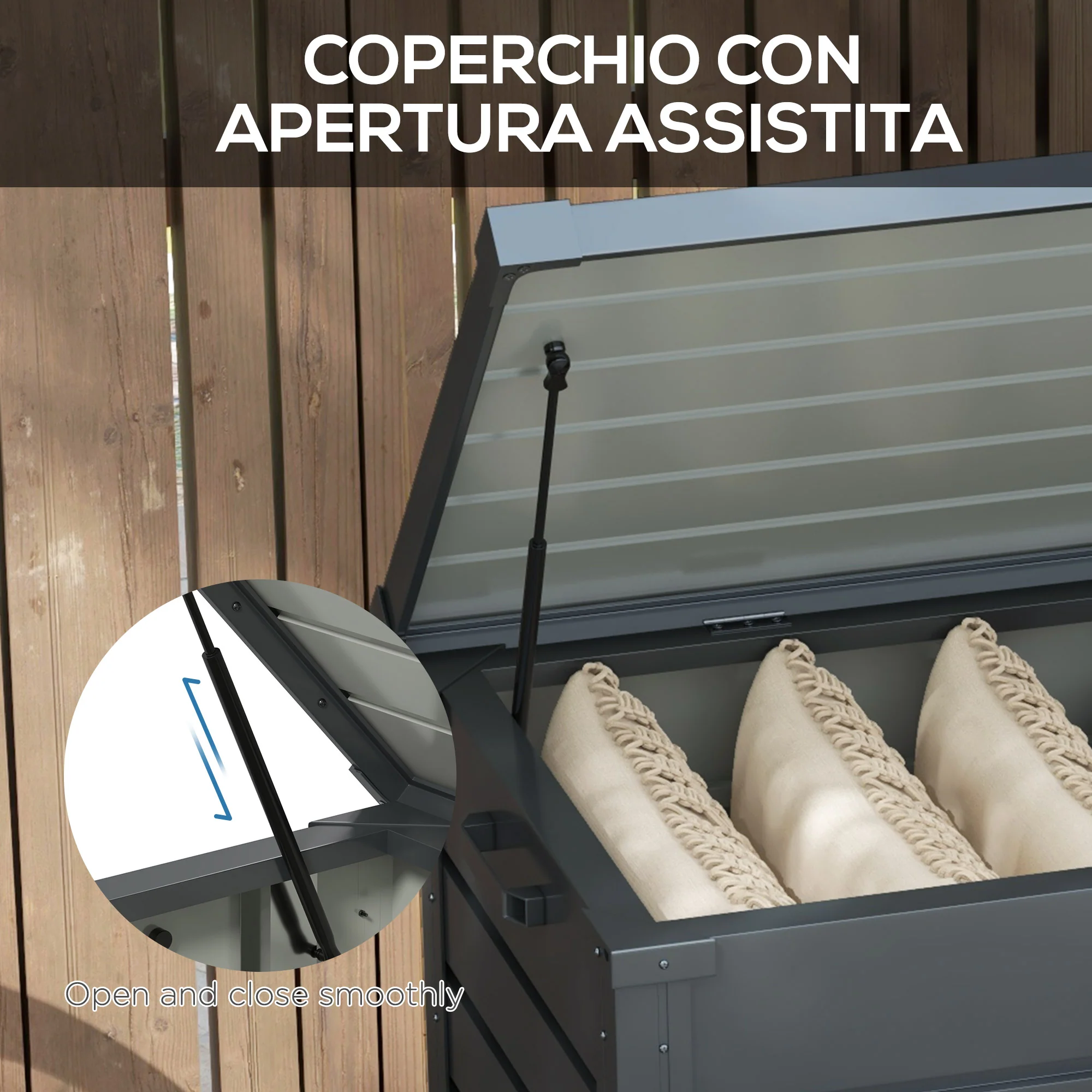 Outsunny 331L Outdoor Storage Box Waterproof with Wheels and Lock - Image 6
