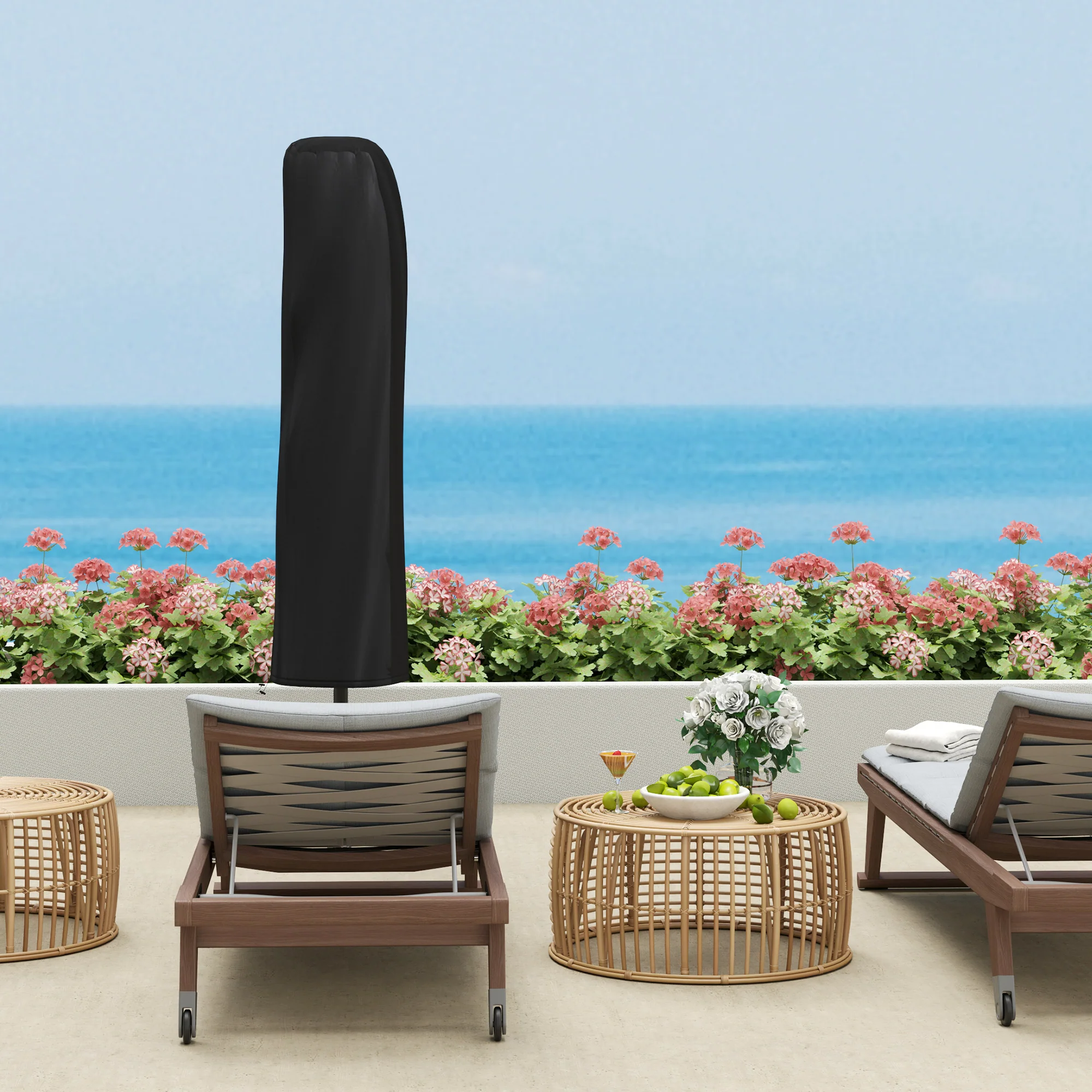 Outsunny 3(m) Cantilever Banana Parasol with Cover Wind Strap UPF50+ - Image 9