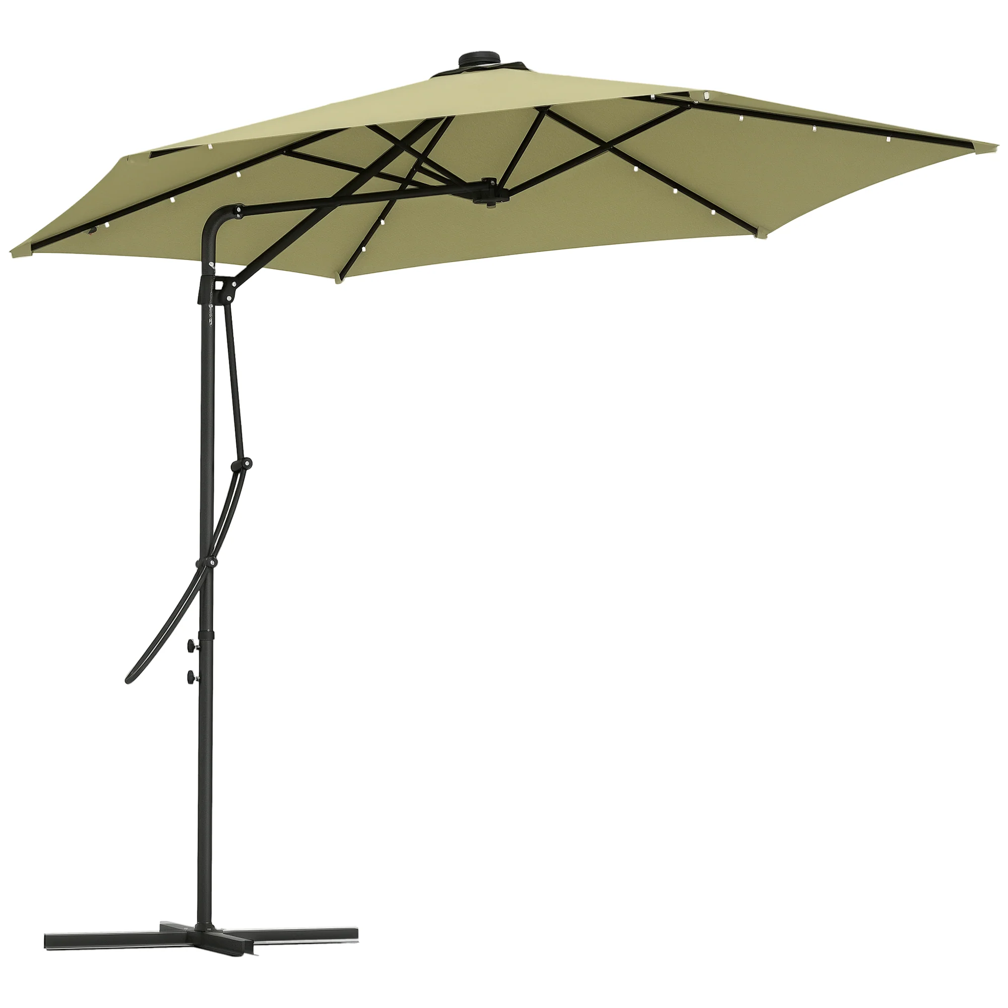 Outsunny 3(m) Cantilever Garden Parasol Umbrella W/ Solar LED and Cover, Grey - Image 11