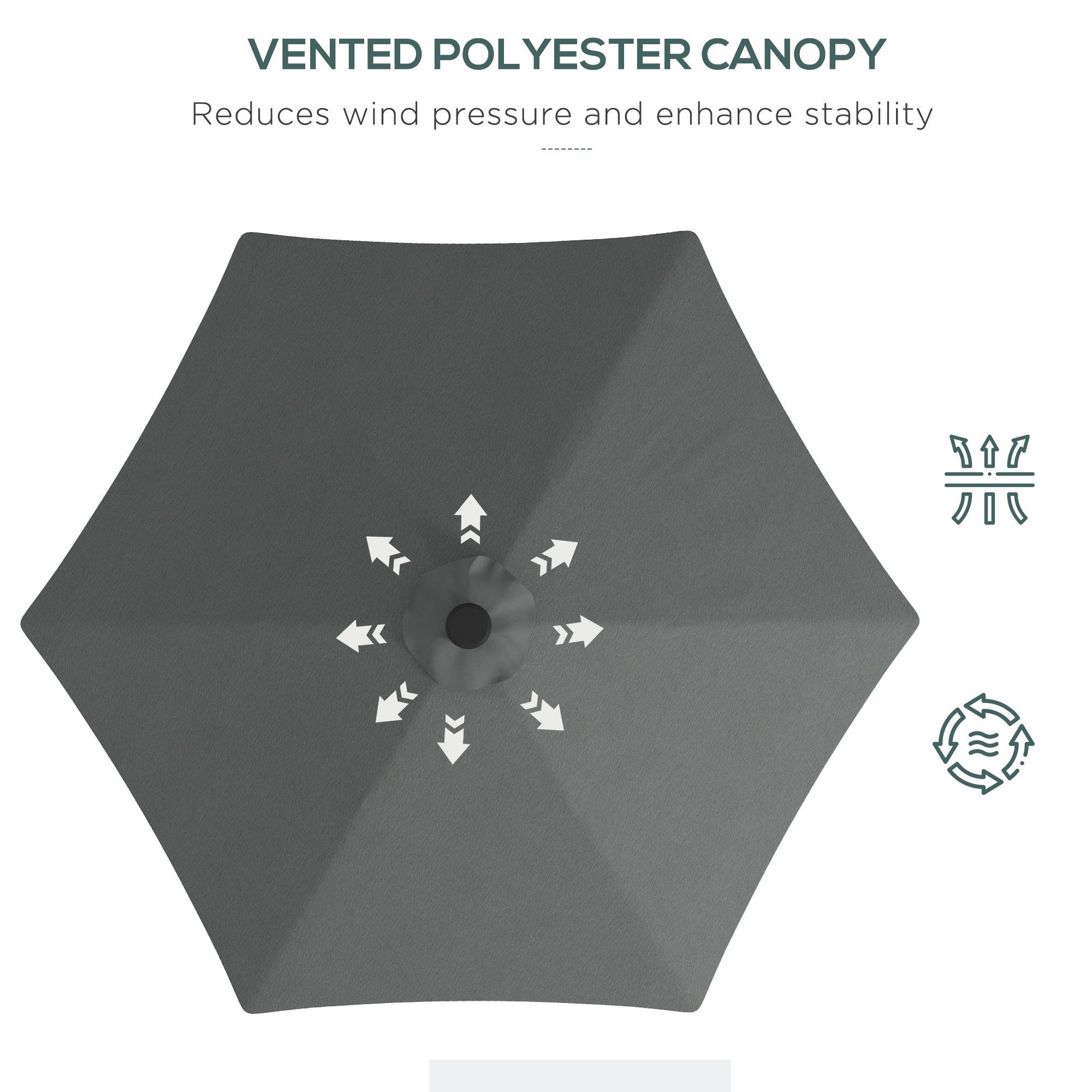 Outsunny 3(m) Cantilever Garden Parasol Umbrella W/ Solar LED and Cover, Grey - Image 6