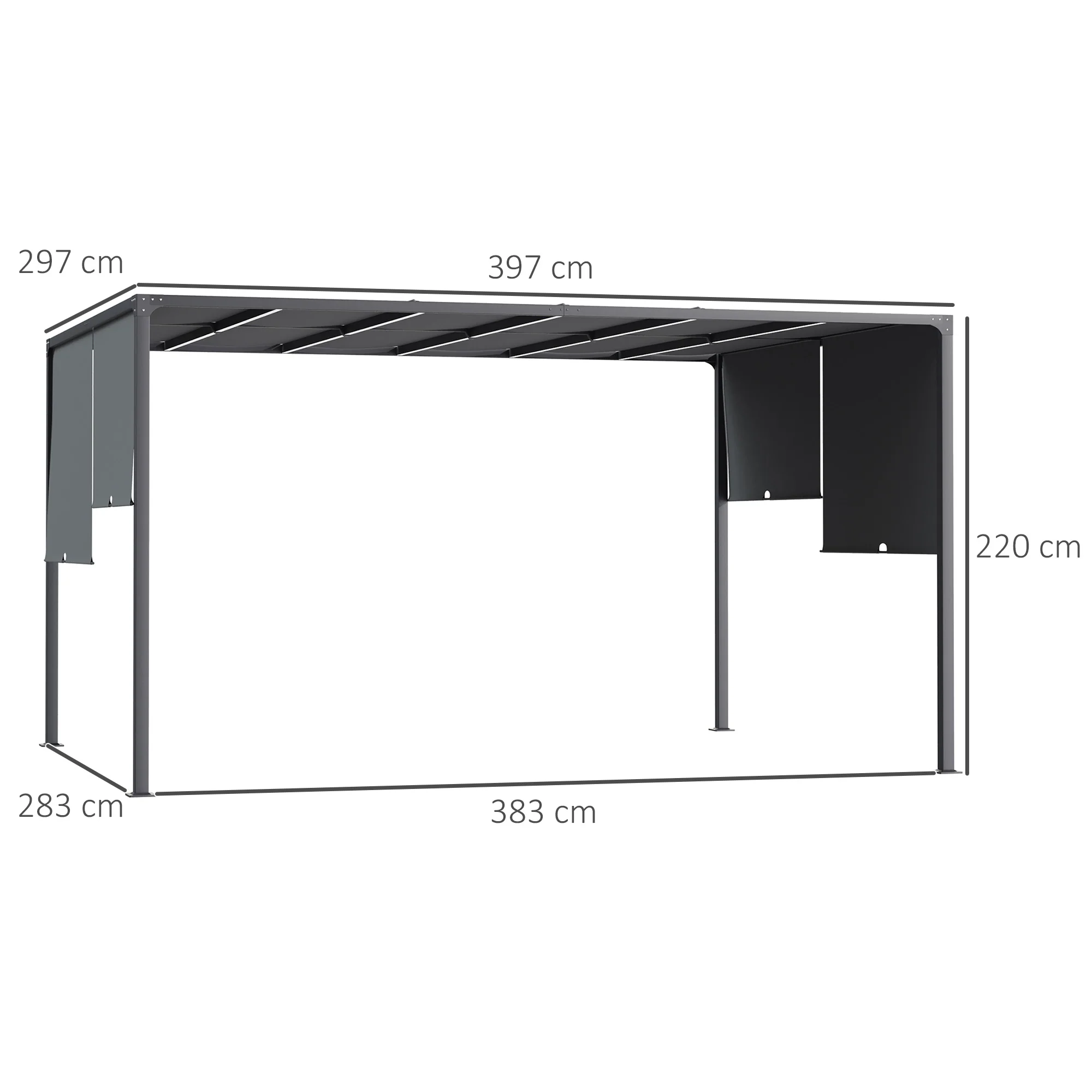 Outsunny 3m x 4m utdoor Garden Pergola with LED Lights Sliding Roof Grey - Image 5