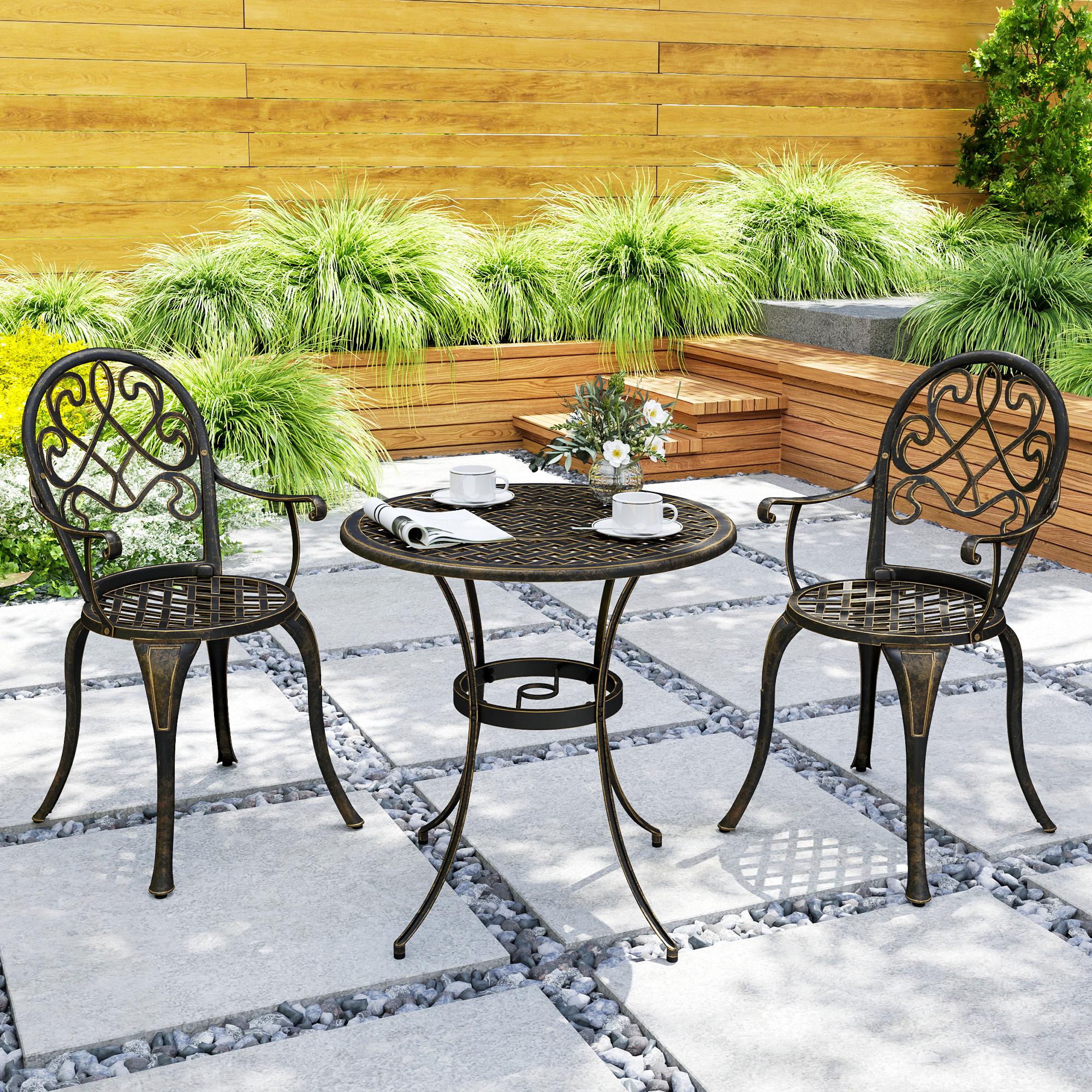 Outsunny 3PCs Bistro Set,  Aluminium Garden Table and Chairs - Image 17