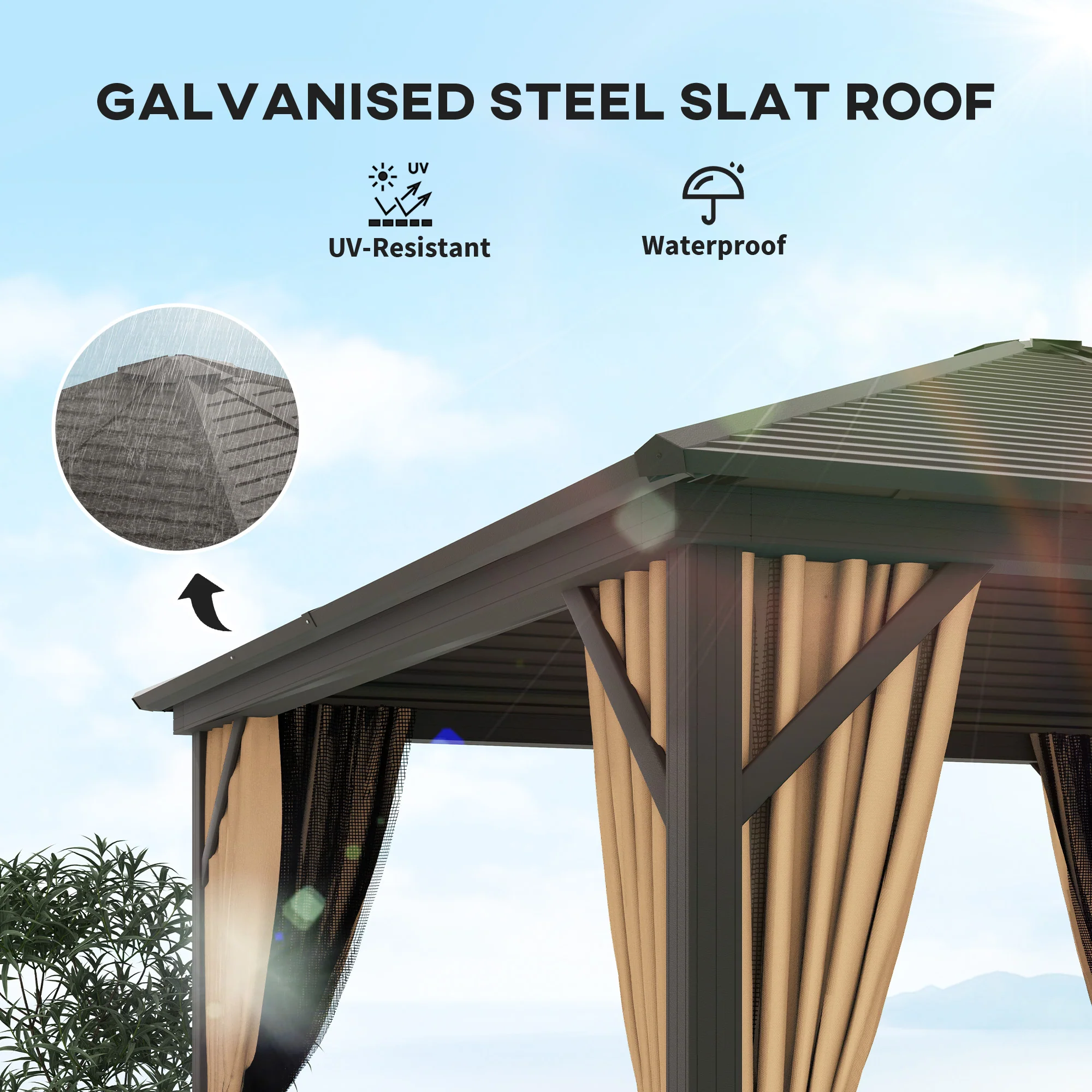 Outsunny 3x3(m) Hardtop Gazebo Outdoor Shelter with Aluminium Frame - Image 3