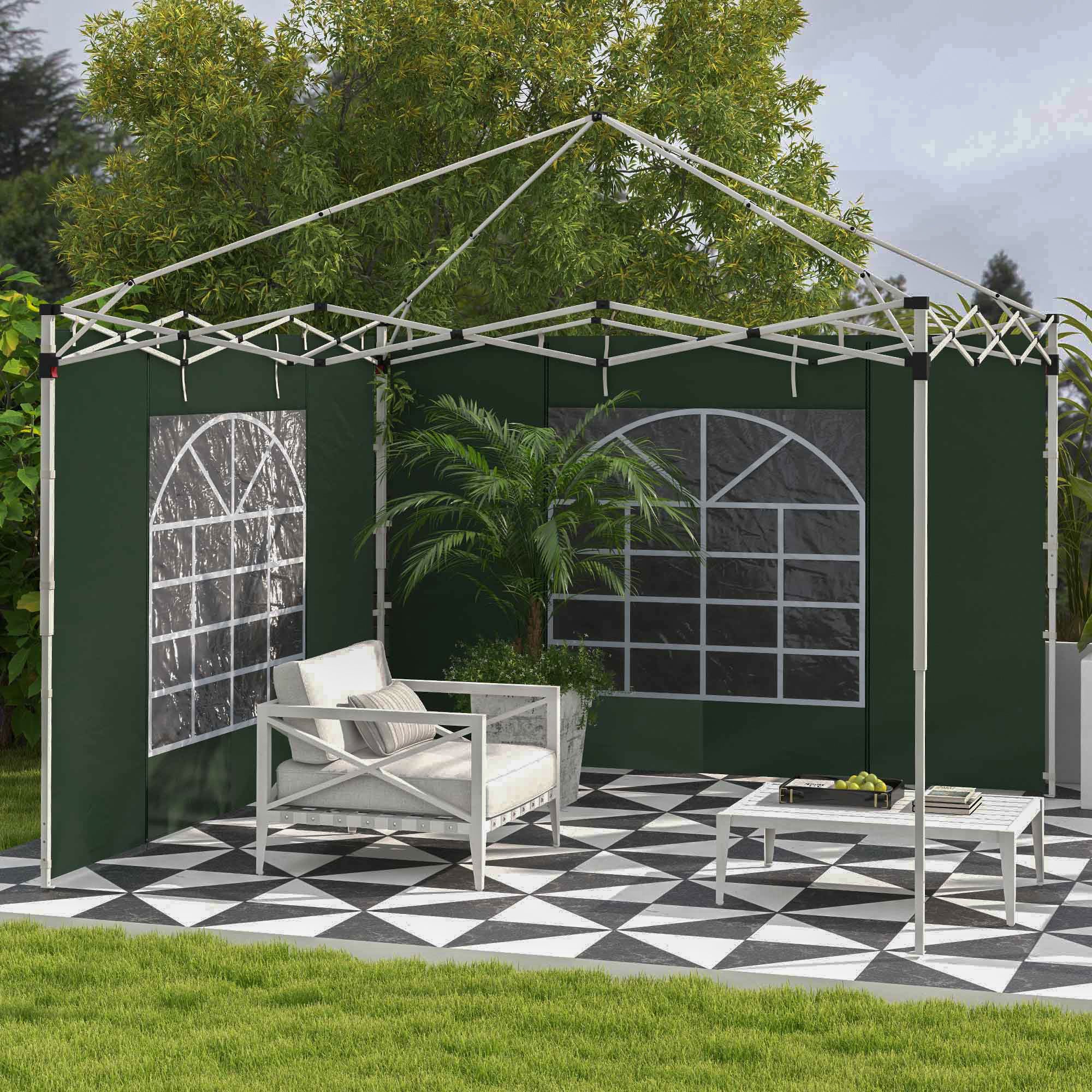Outsunny 3x3(m) or 3x6m Pop Up Gazebo Side Panels Replacement, 2 Pack, Green - Image 2