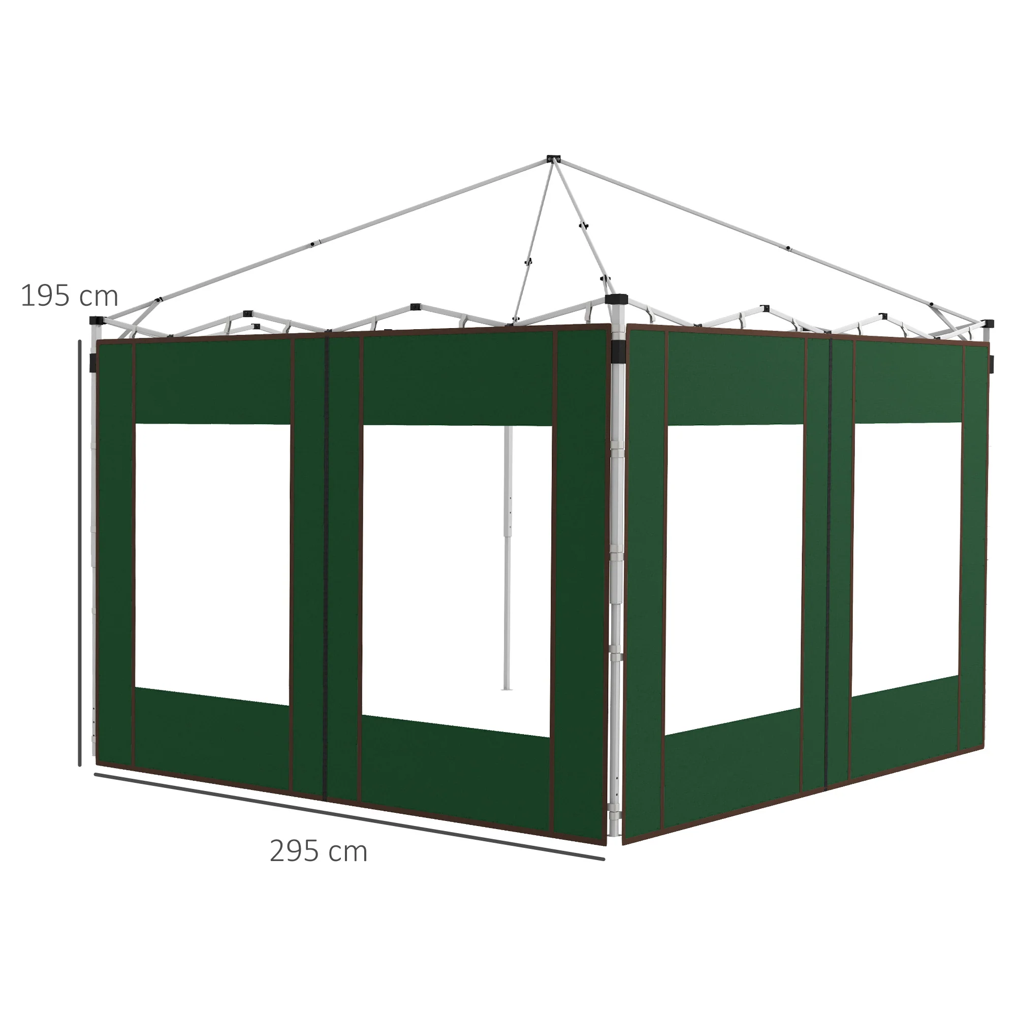 Outsunny 3x3(m) or 3x6m Pop Up Gazebo Side Panels with Windows, Green - Image 5