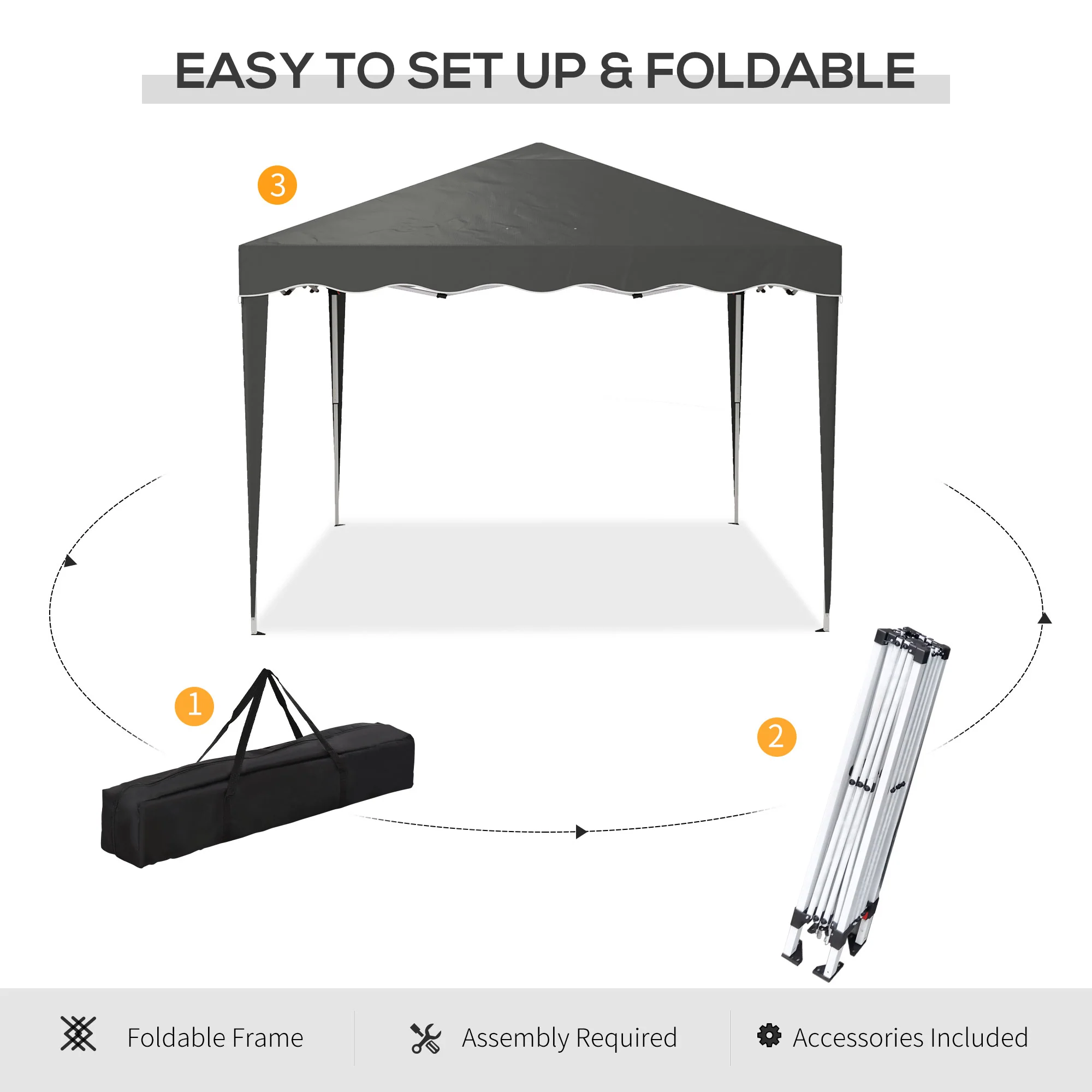 Outsunny 3x3(m) Pop Up Gazebo Marquee Tent For Garden W/ Carry Bag - Image 13