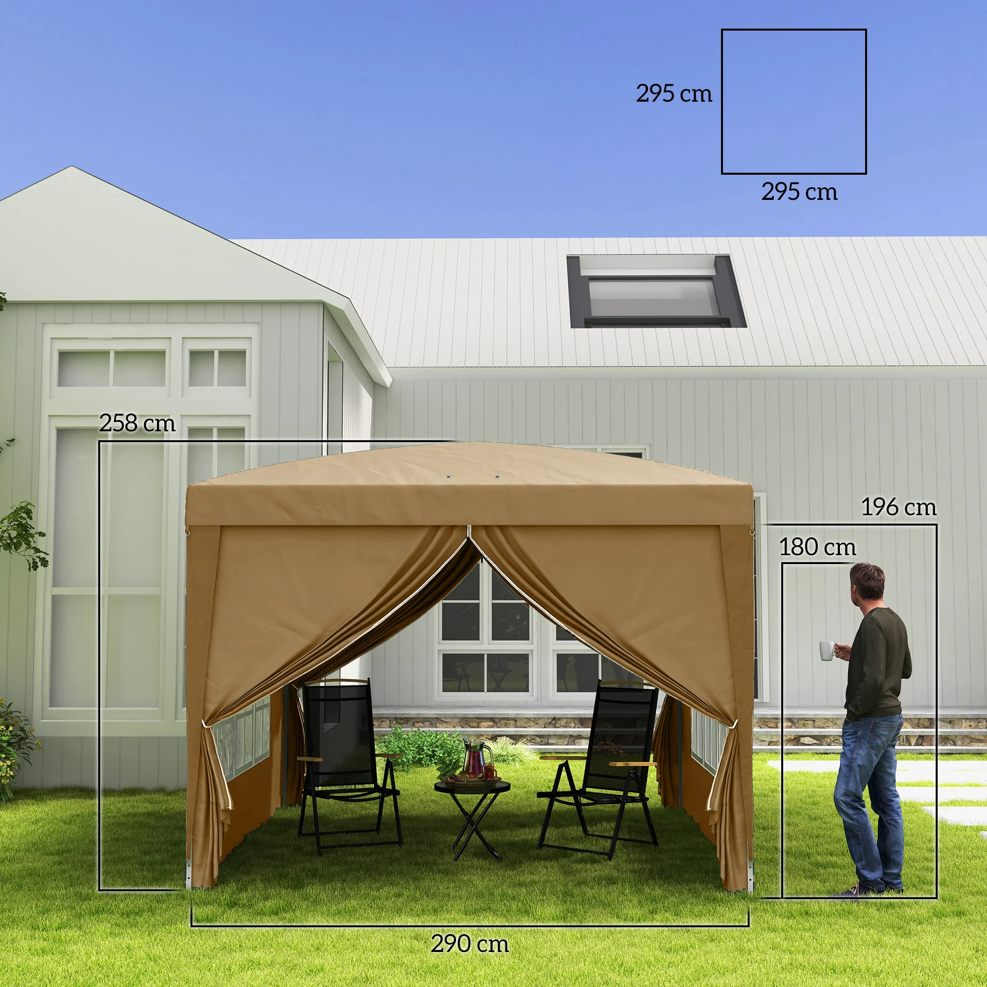 Outsunny 3x3(m) Pop Up Gazebo Party Tent Canopy Marquee with Storage Bag - Image 5