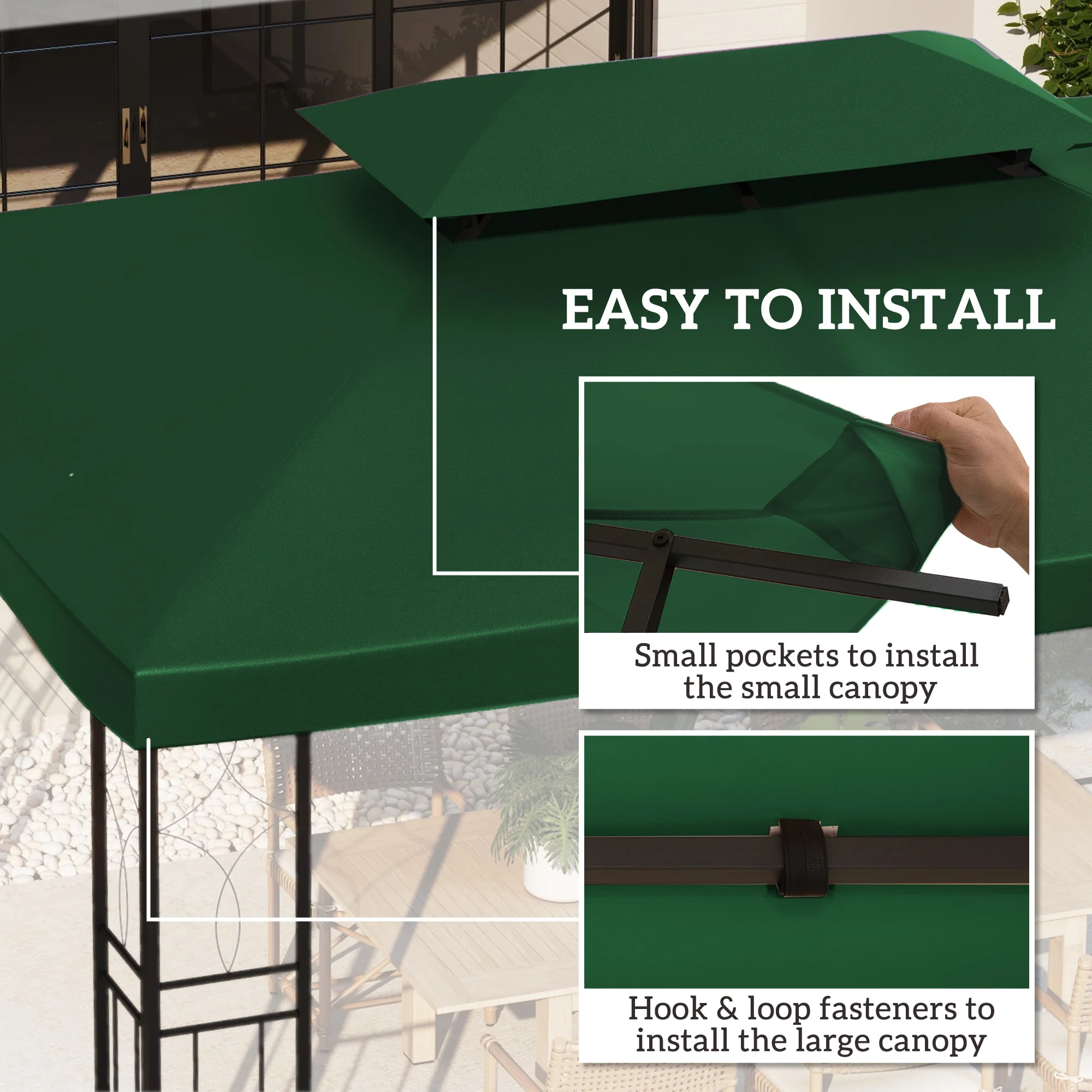 Outsunny 3x4m Gazebo Replacement Roof Canopy 2 Tier Top UV Cover - Image 13