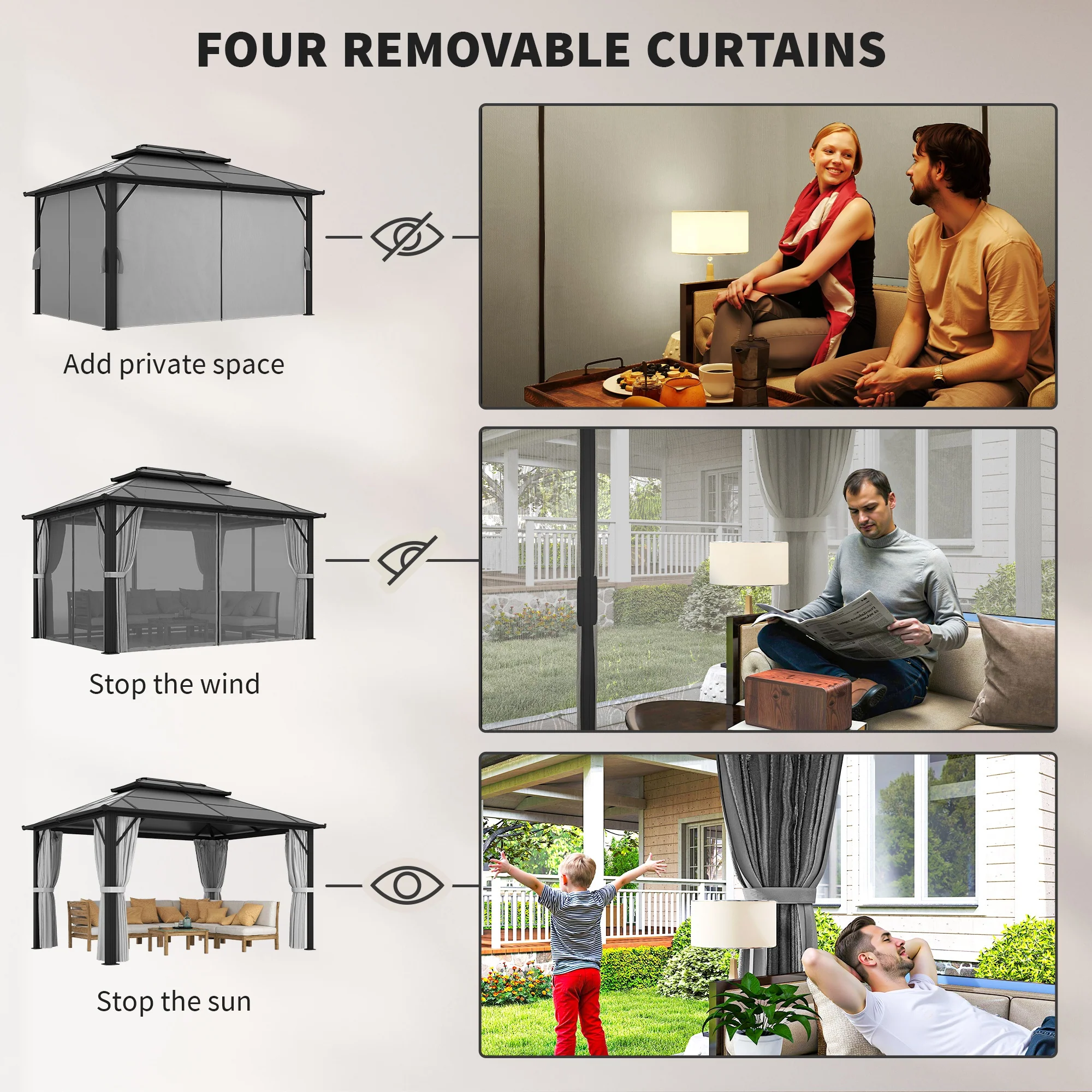 Outsunny 3x4m Polycarbonate Hardtop Gazebo with Aluminium Frame - Image 15