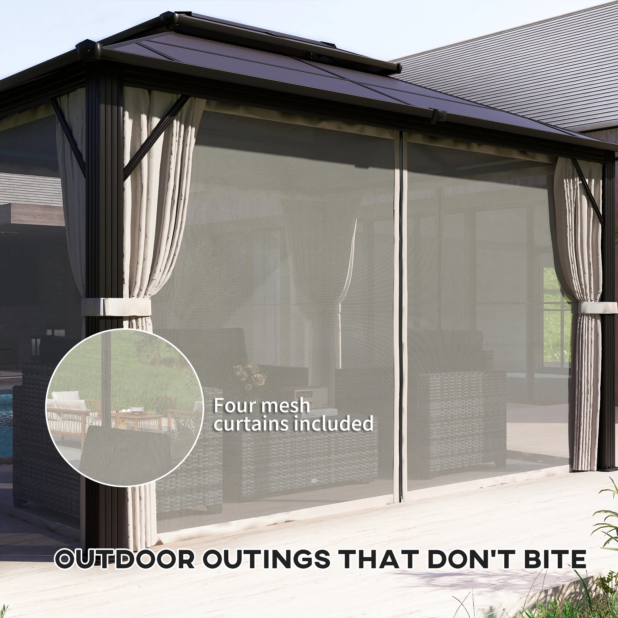 Outsunny 3x4m Polycarbonate Hardtop Gazebo with Aluminium Frame - Image 7
