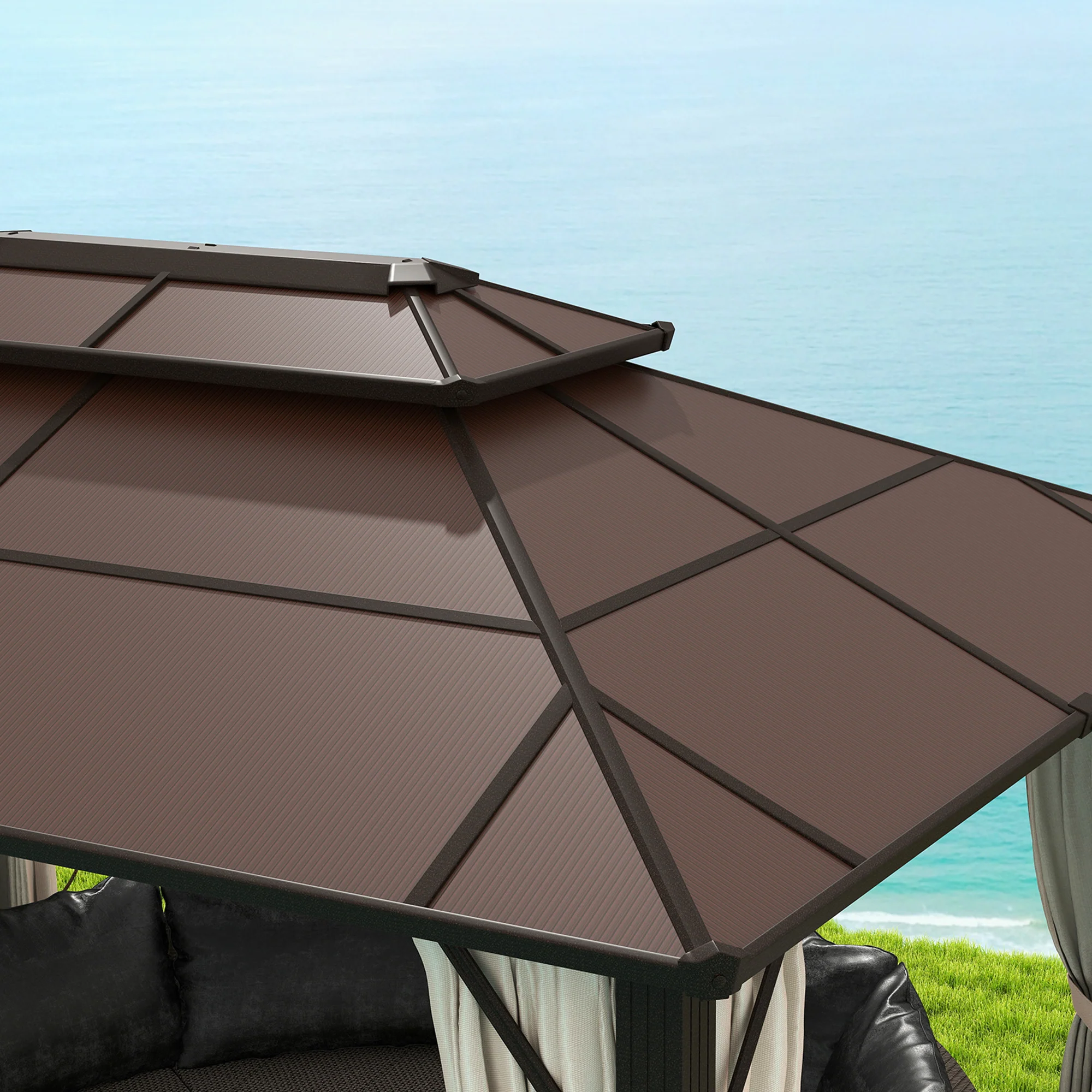 Outsunny 3x4m Polycarbonate Hardtop Gazebo with Aluminium Frame - Image 8