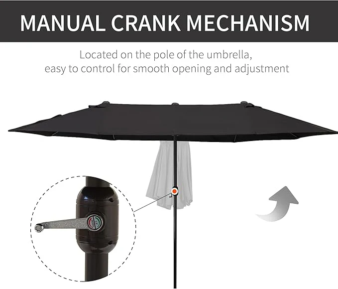 Outsunny 4.6M Garden Patio Umbrella Canopy Parasol Sun Shade w/o Base Black - Image 4