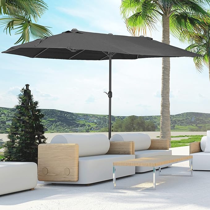 Outsunny 4.6M Garden Patio Umbrella Canopy Parasol Sun Shade w/o Base Black - Image 6