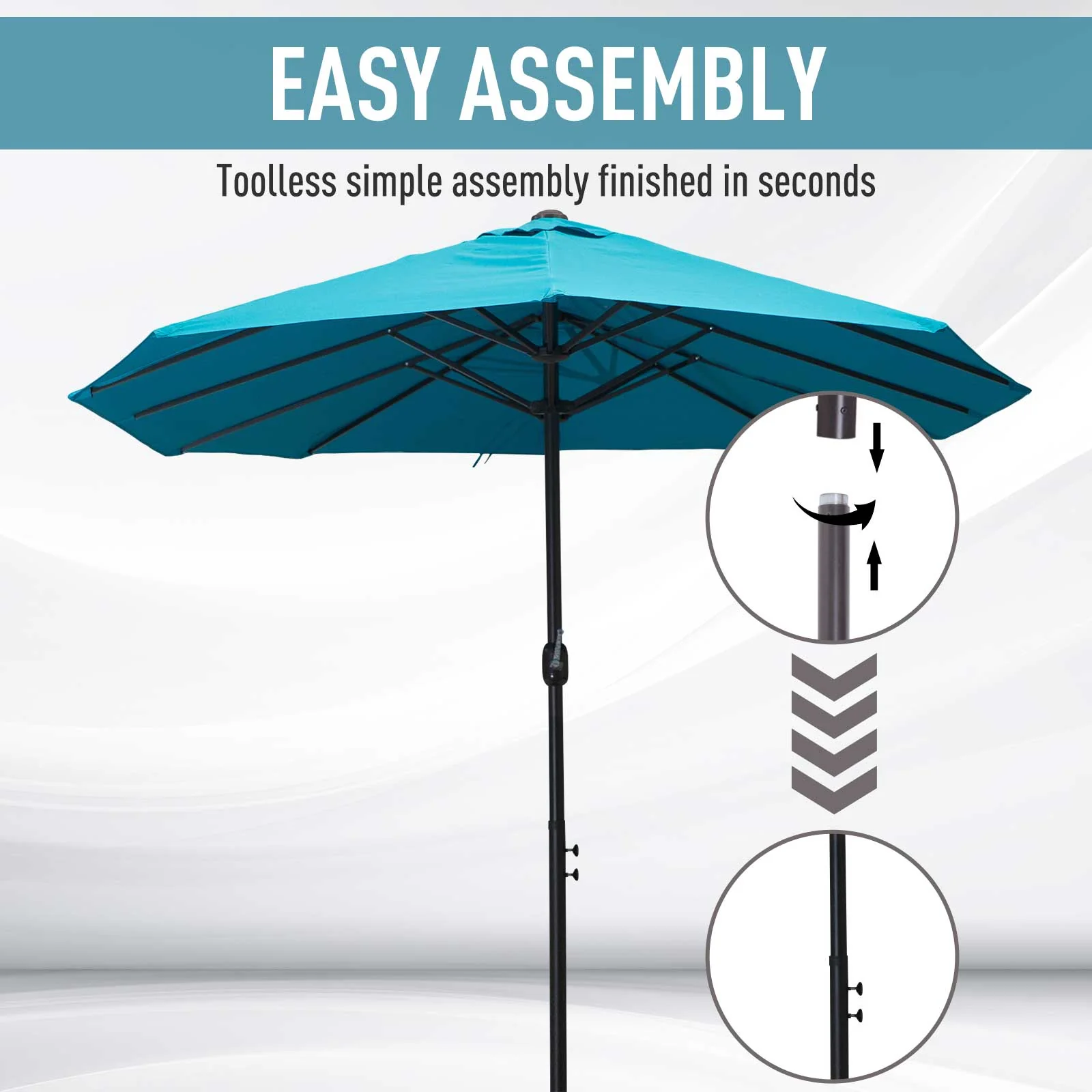 Outsunny 4.6M Garden Patio Umbrella Canopy Parasol Sun Shade W/o Base Blue - Image 6