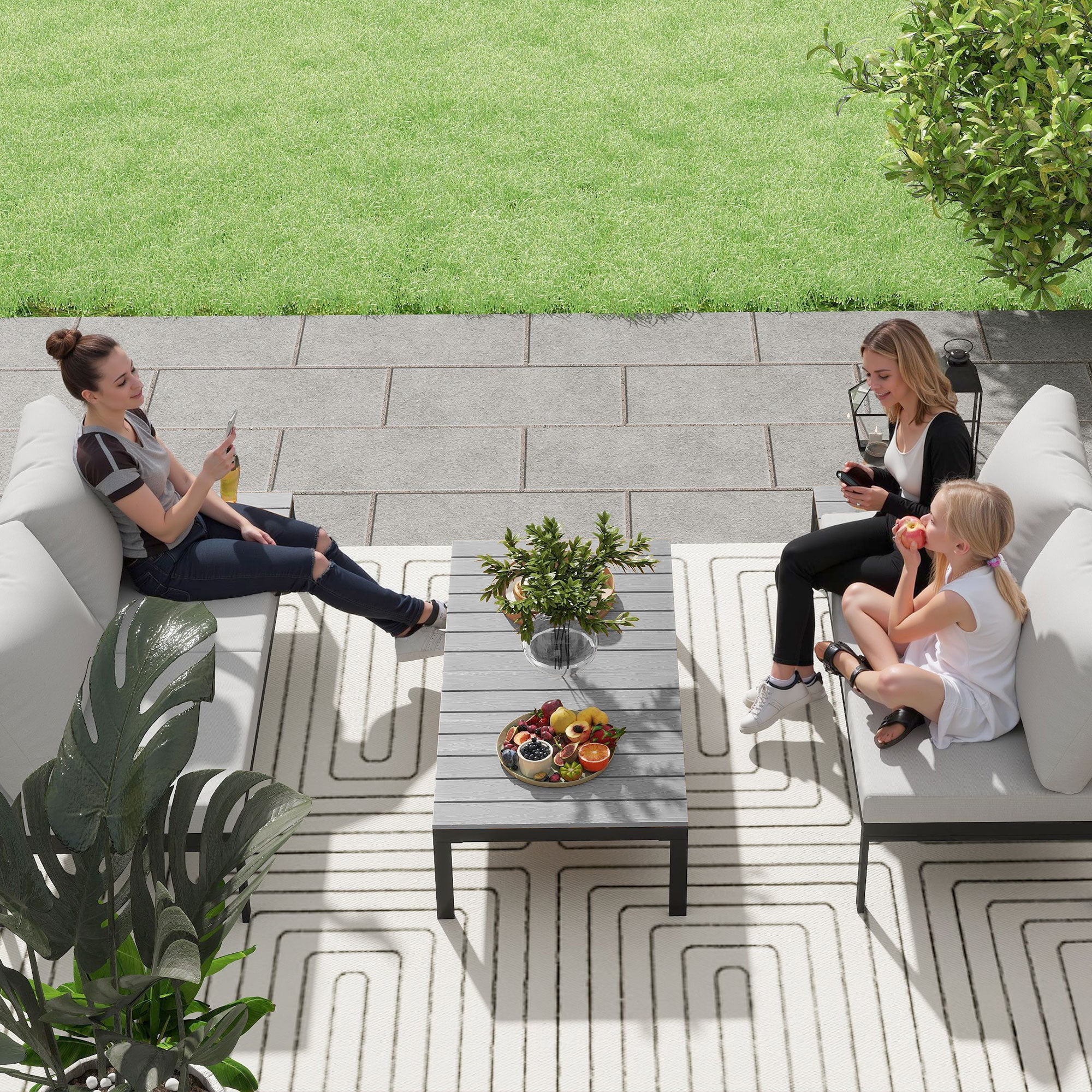 Outsunny 4 Seater Garden Corner Sofa Set With Removable Thick Cushions Grey - Image 8