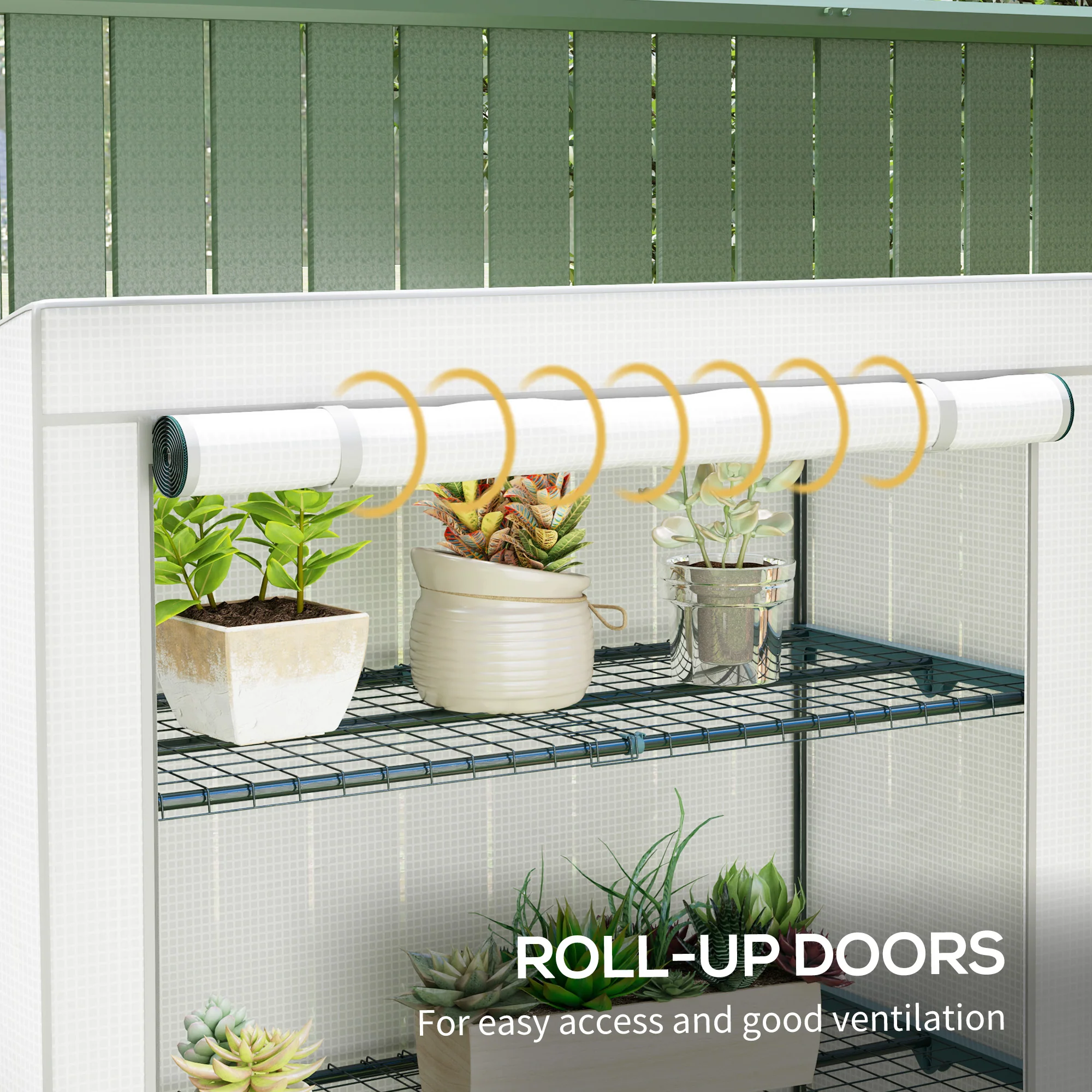 Outsunny 4 Tier Lean-to Mini Greenhouse With Reinforced PE Cover - Image 6