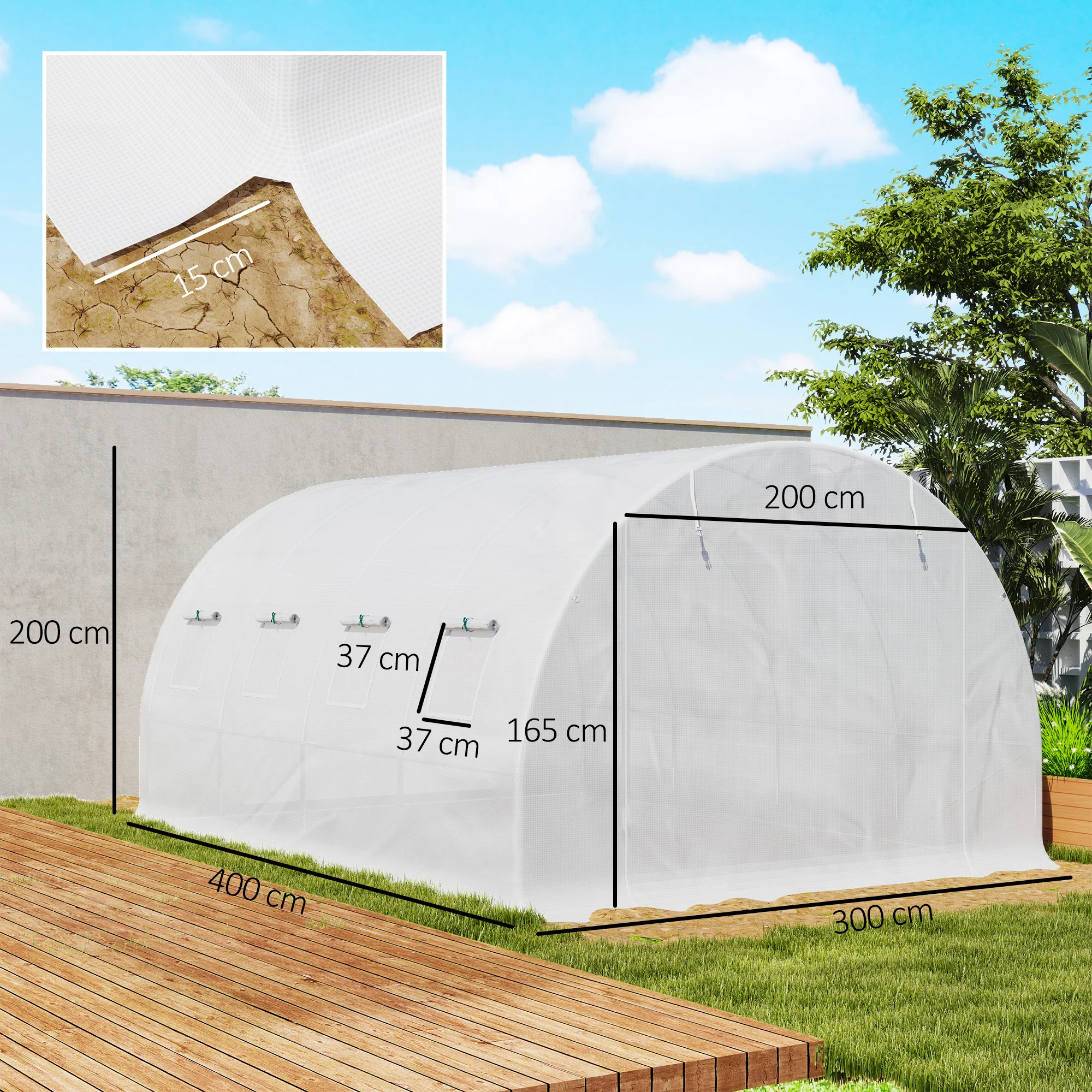 Outsunny 4 X 3 X 2m Greenhouse Replacement Cover ONLY For Tunnel Greenhouse - Image 14