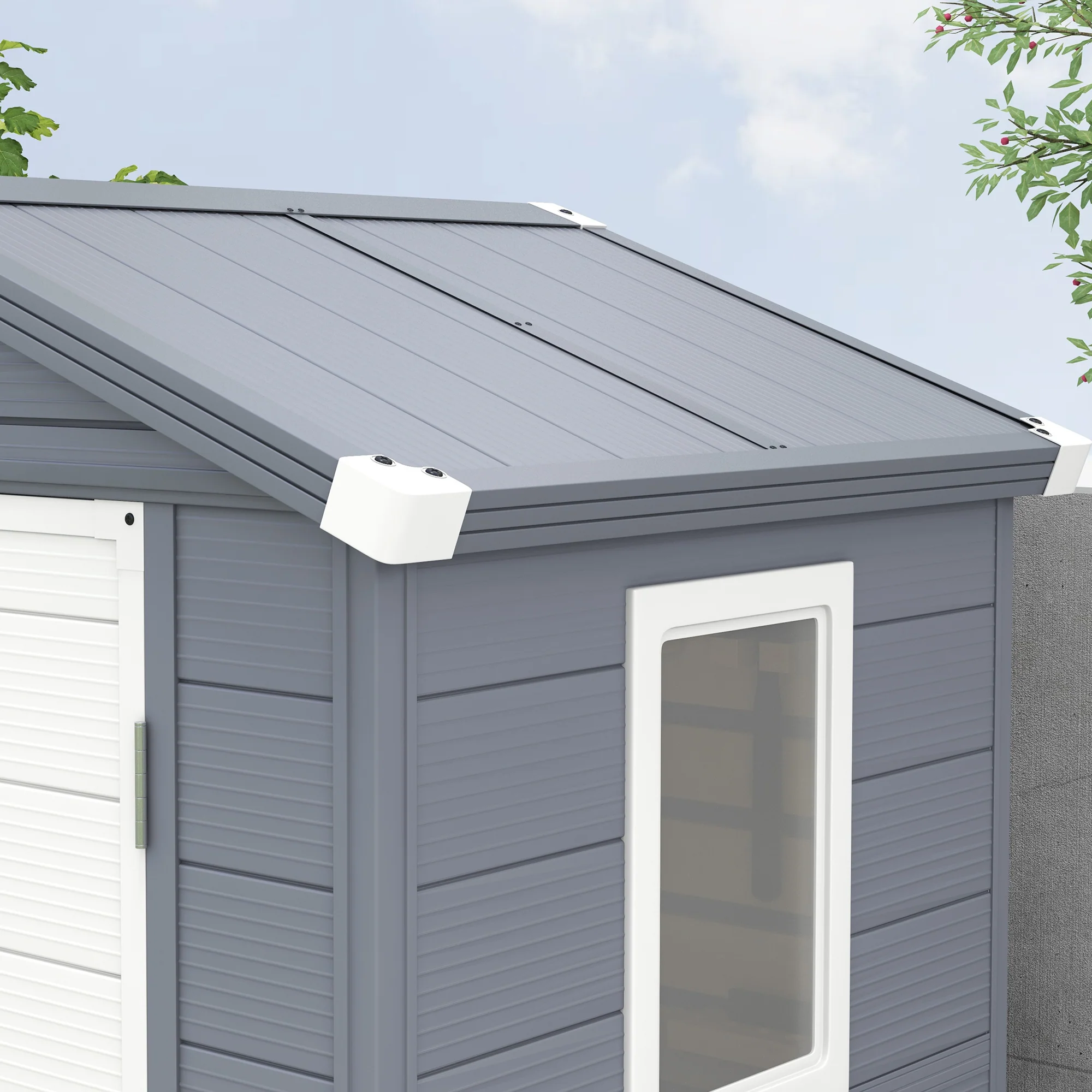 Outsunny 4 X 3ft Garden Shed Storage W/ Foundation Kit, Vents, Grey - Image 9