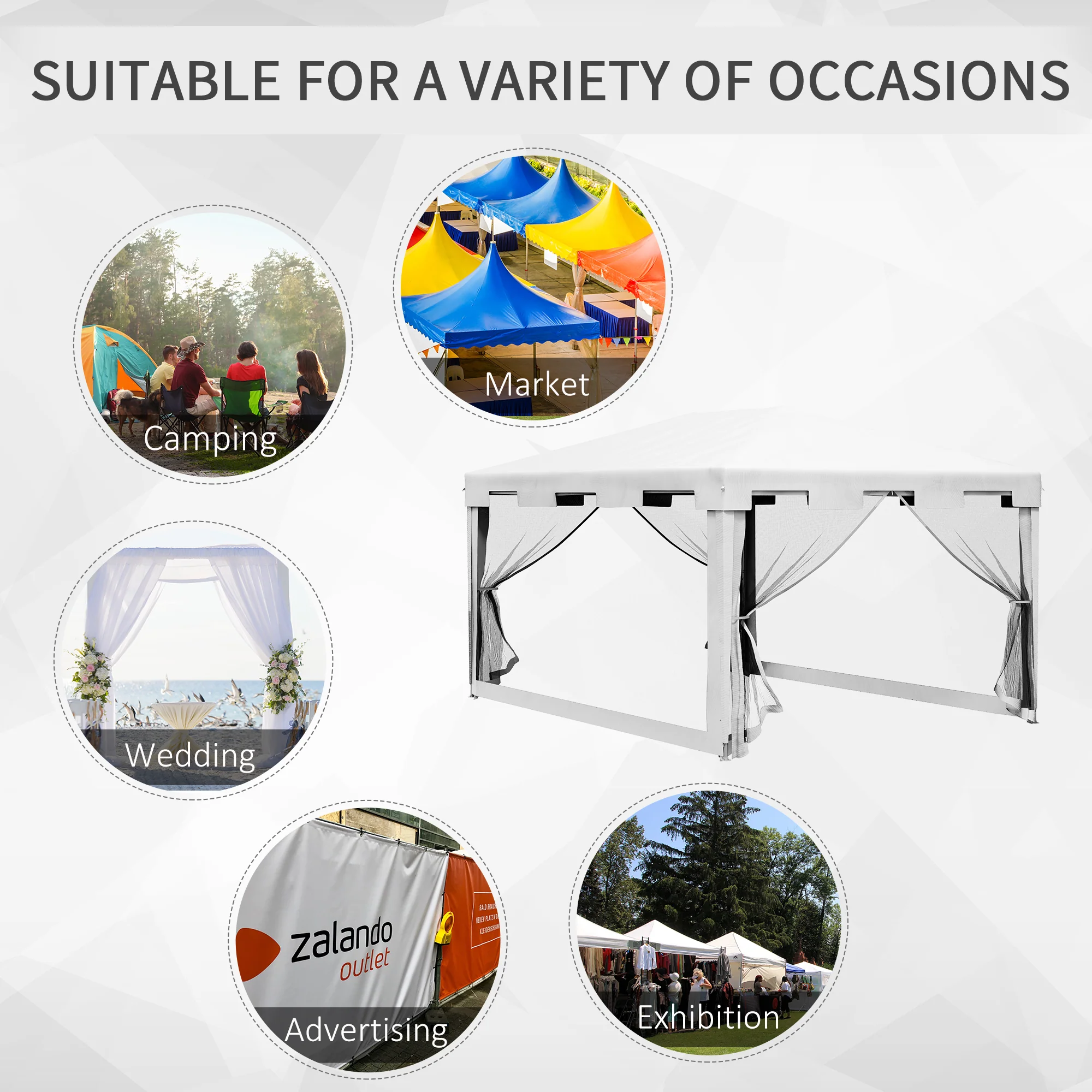 Outsunny 4 X 3m Party Tent Waterproof Garden Gazebo Canopy Wedding Cover Shade - Image 7