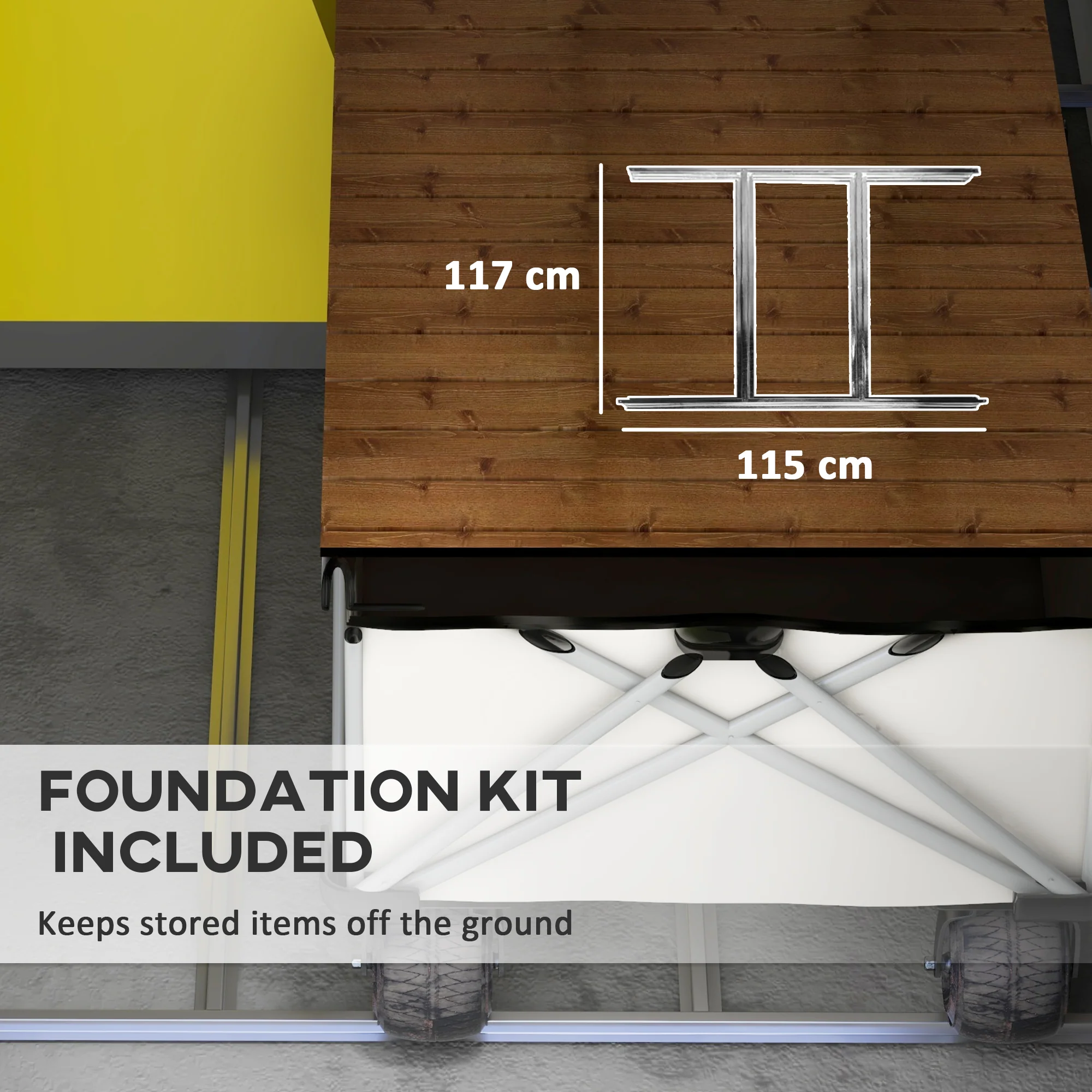 Outsunny 4 x 6ft Garden Shed Storage with Foundation Kit and Vents, Grey - Image 6