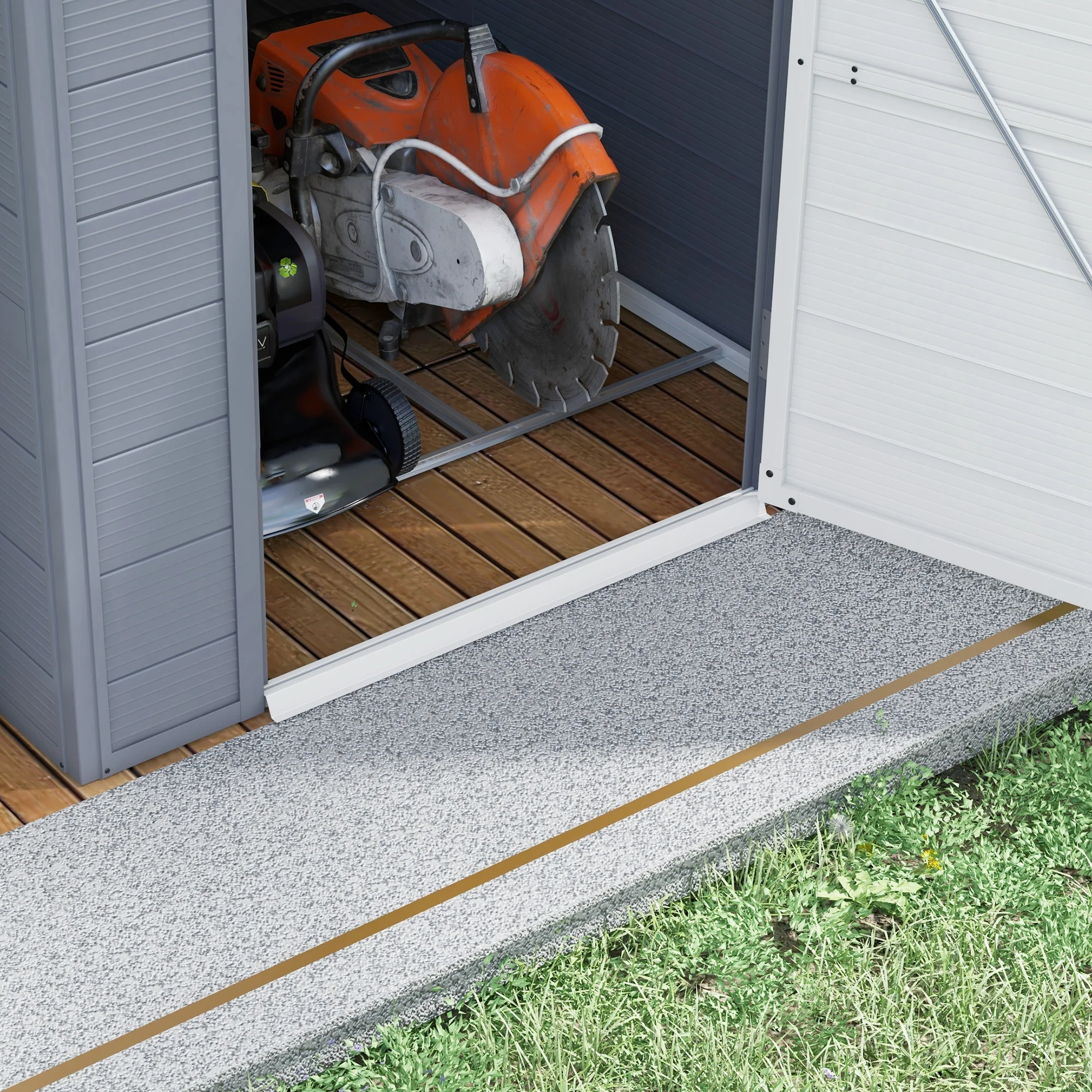 Outsunny 4 x 6ft Garden Shed Storage with Foundation Kit and Vents, Grey - Image 9