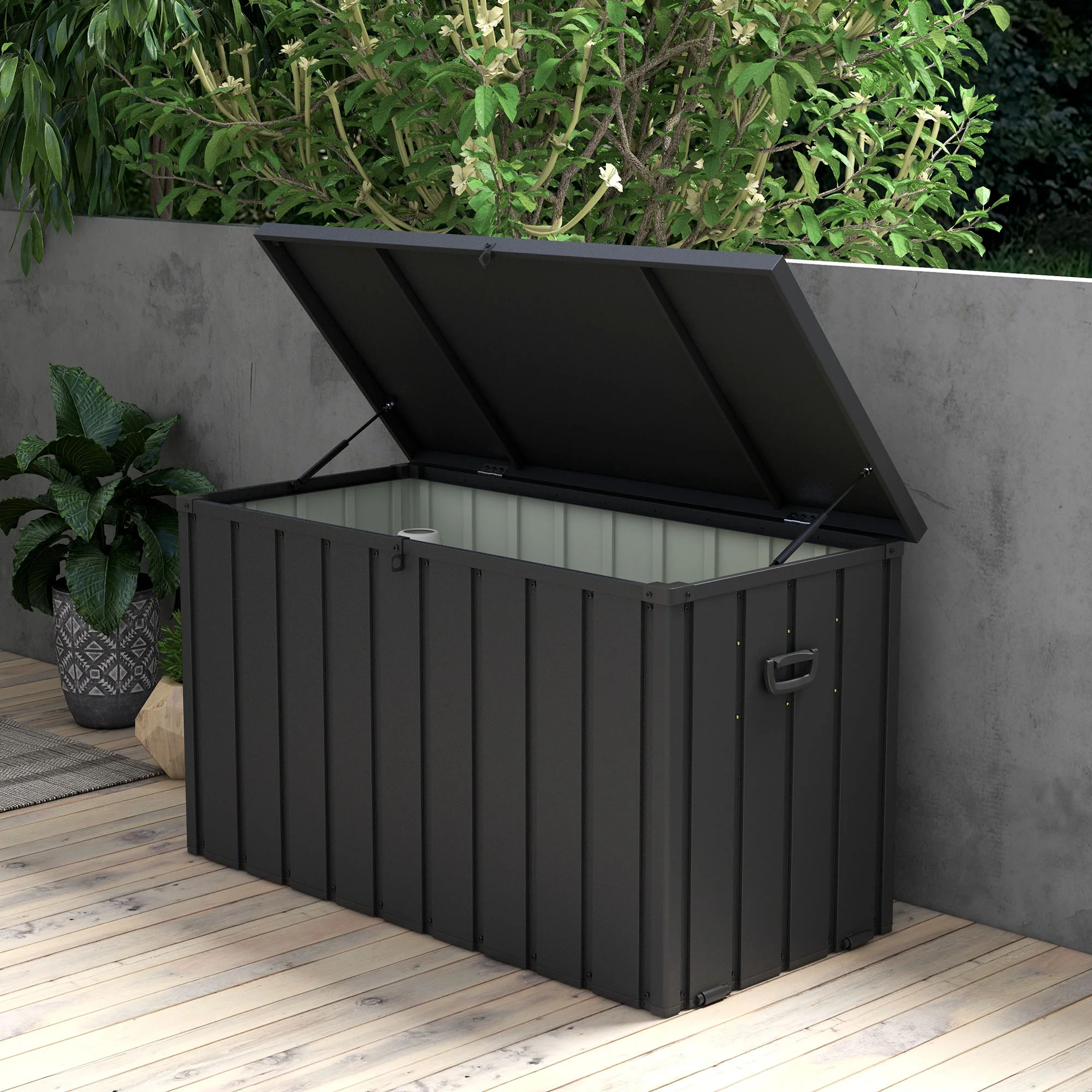 Outsunny 450L Outdoor Storage Box Waterproof with Wheels and Handles - Image 2