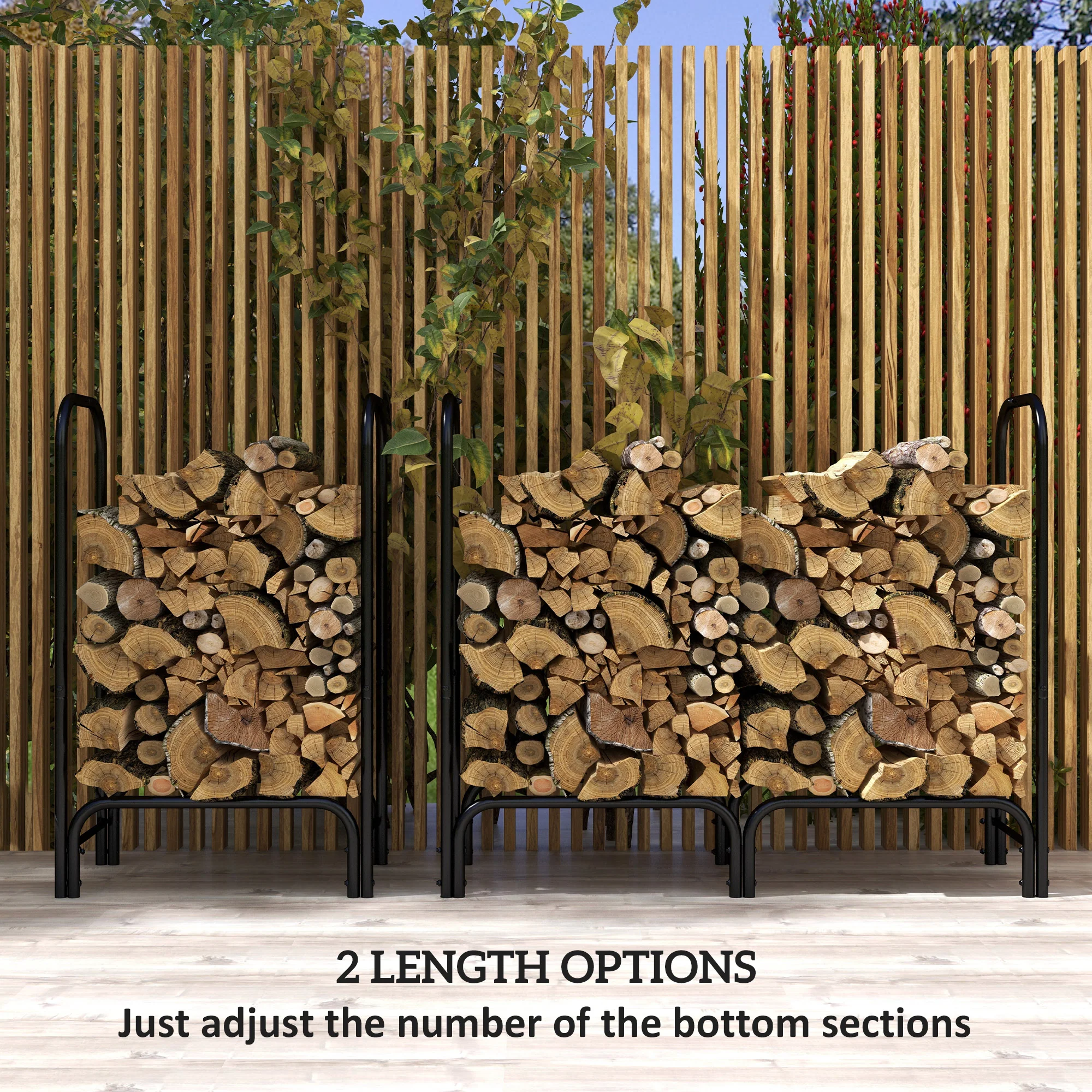Outsunny 4FT Firewood Rack Holder W/ Canvas Carrier And Oxford Cover, Black - Image 8