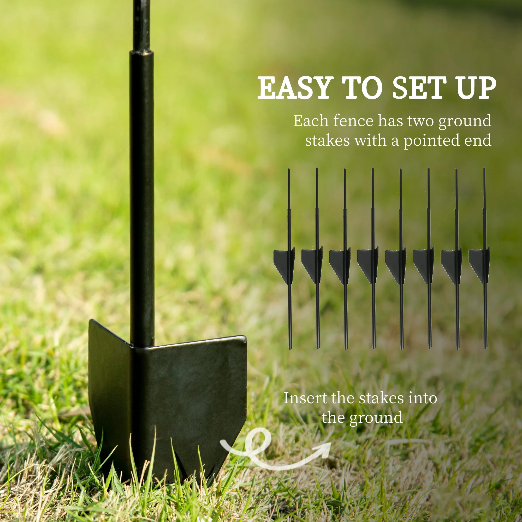 Outsunny 4PCs Decorative Garden Fencing 43in x 11.4ft Steel Border Edging - Image 3
