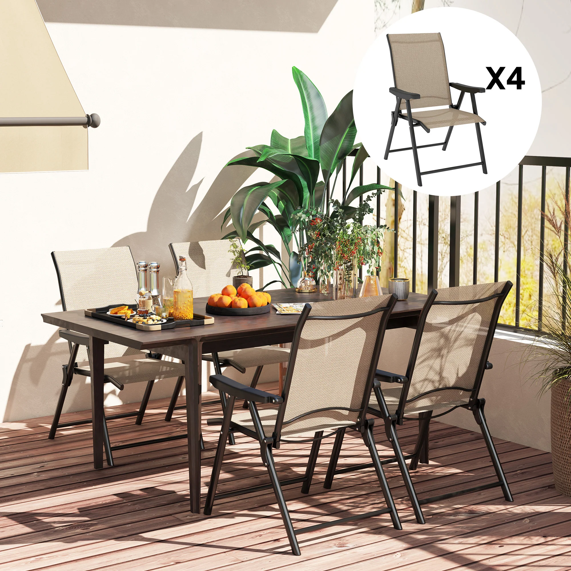 Outsunny 4PCS Folding Chair W/ Breathable Mesh Fabric Seat - Image 17