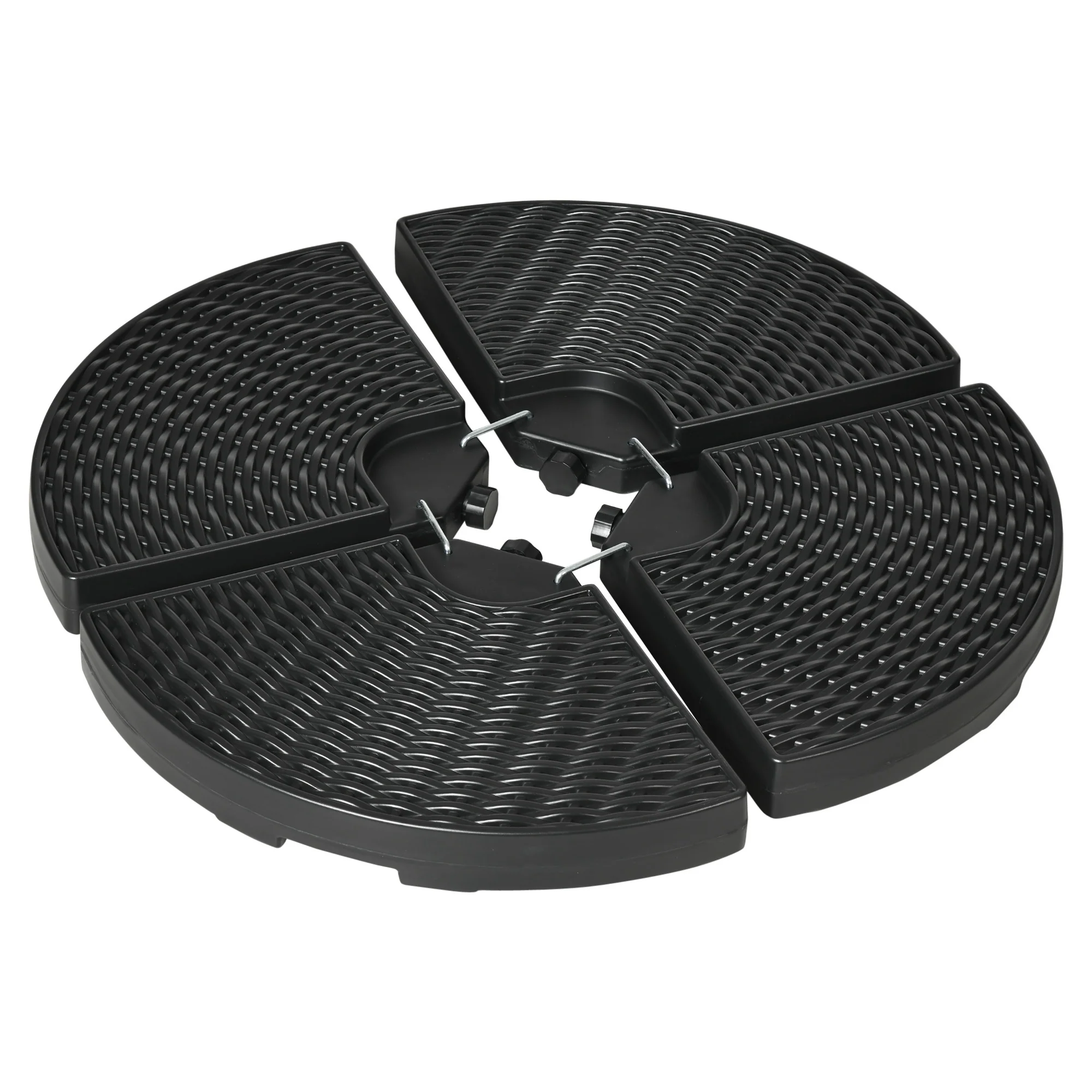 Outsunny 4PCs Parasol Bases Umbrella Weights w/ Handles for Garden Patio, Black