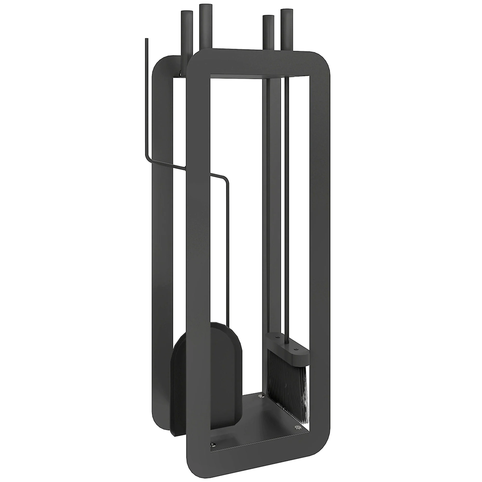 Outsunny 5 PCS Fireplace Companion Set, Metal Fireplace Accessories, Black