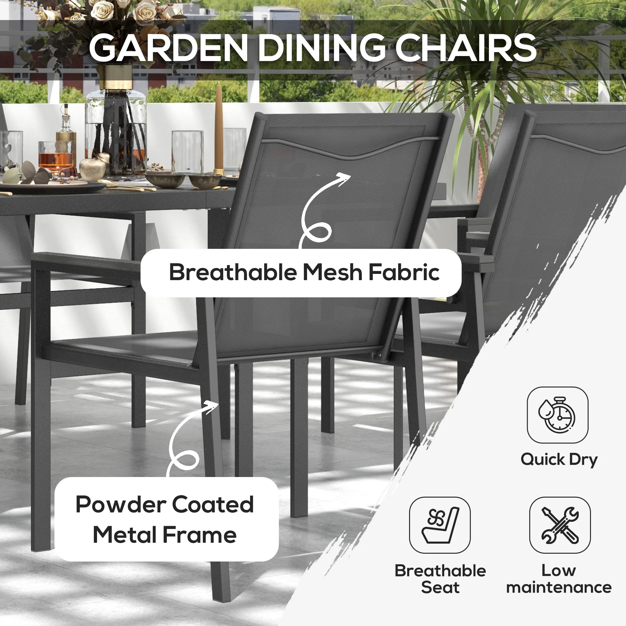 Outsunny 5 Piece Garden Dining Set, Outdoor Table And Grey - Image 12
