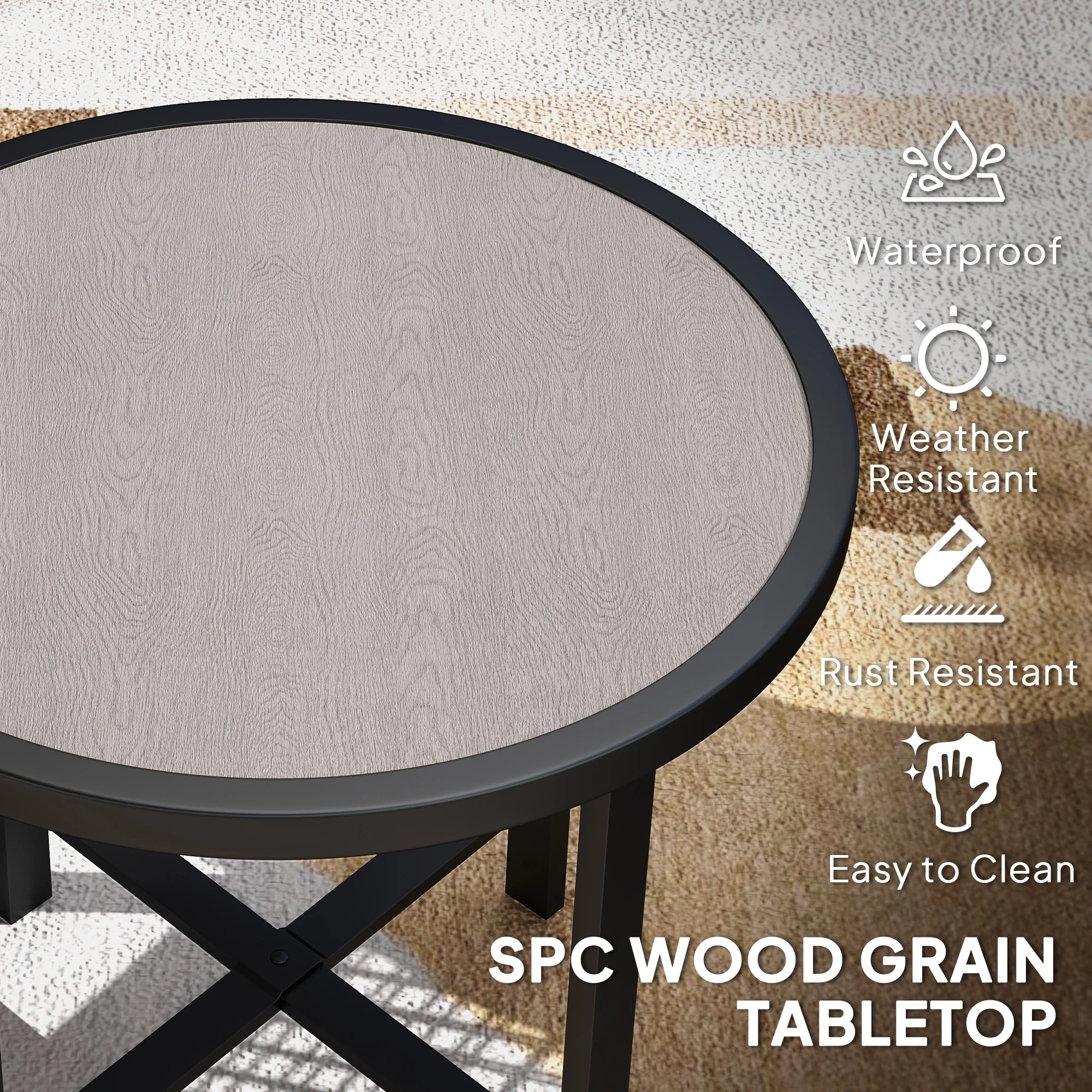 Outsunny 50.5cm Round Garden Table with SPC Tabletop - Image 3