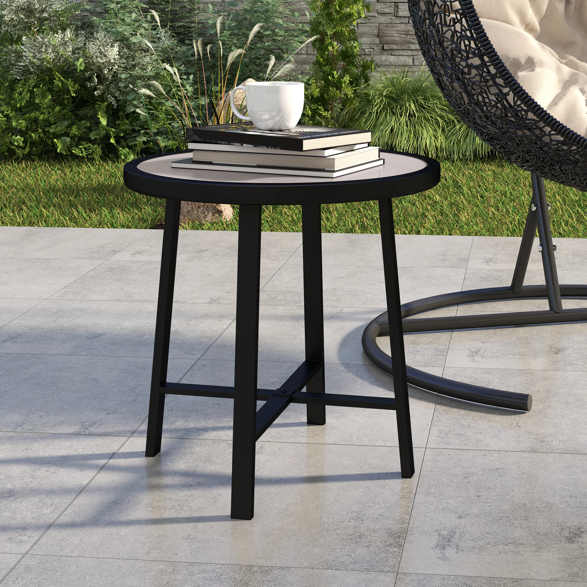 Outsunny 50.5cm Round Garden Table with SPC Tabletop - Image 9