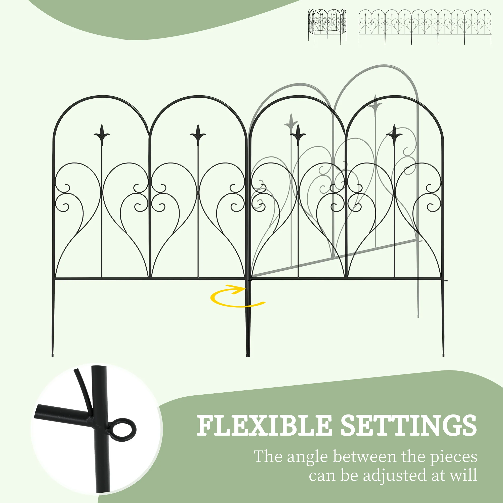 Outsunny 5PCs Decorative Garden Fencing 32in x 10ft Metal Border Edging - Image 4