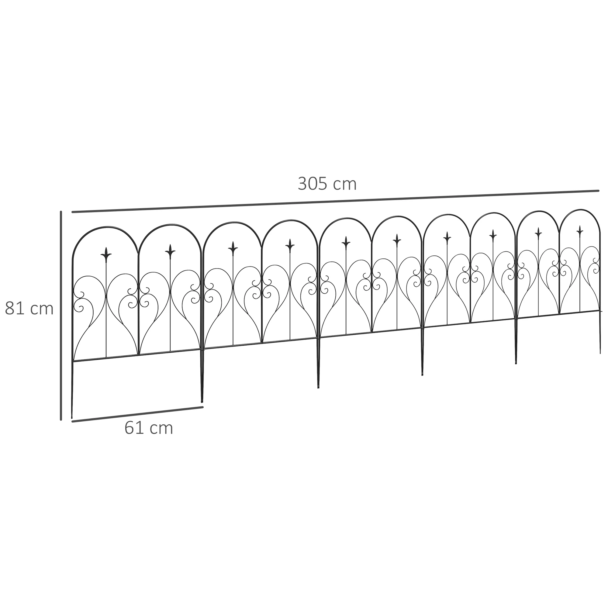 Outsunny 5PCs Decorative Garden Fencing 32in x 10ft Metal Border Edging - Image 5
