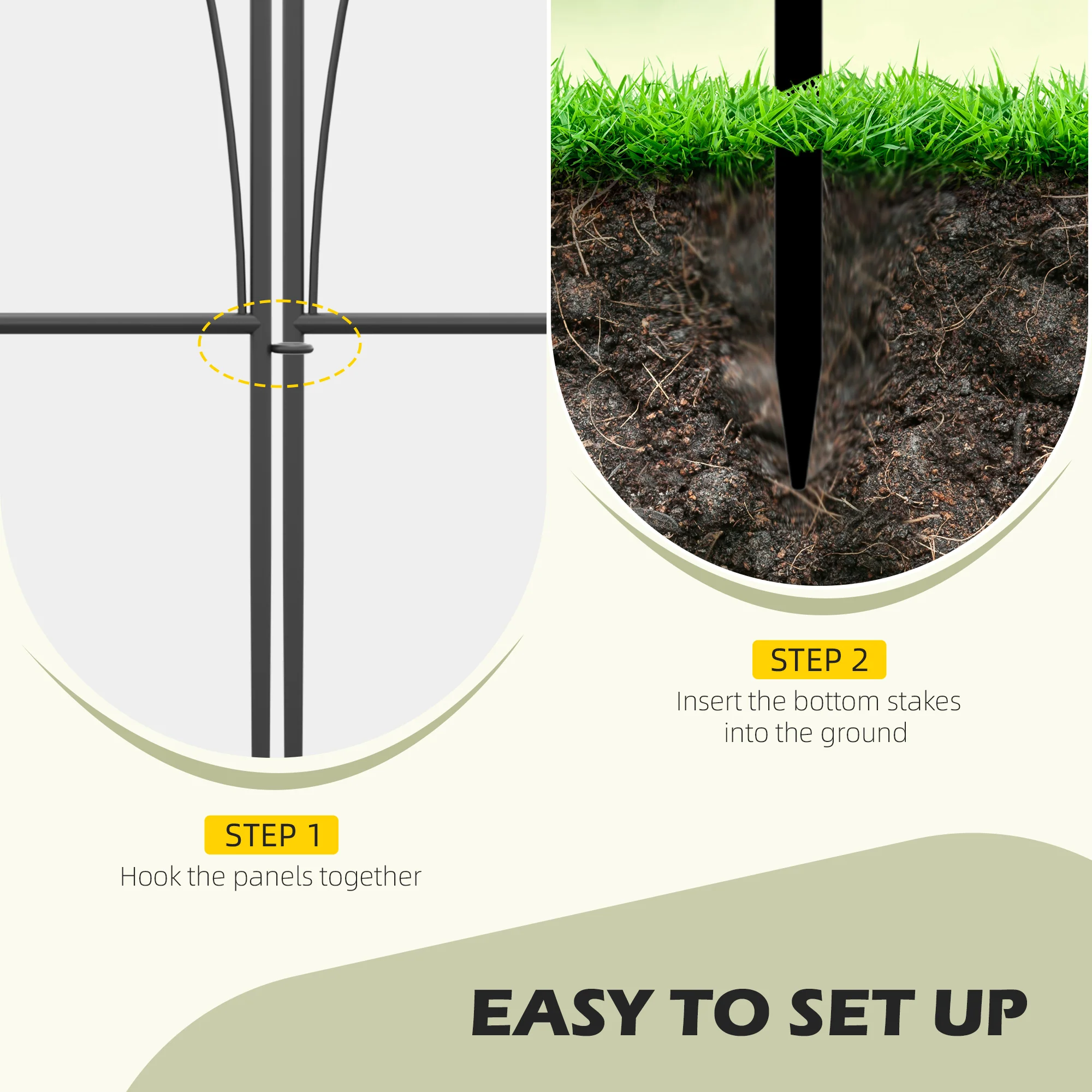 Outsunny 5PCs Decorative Garden Fencing Metal Border Edging - Image 3