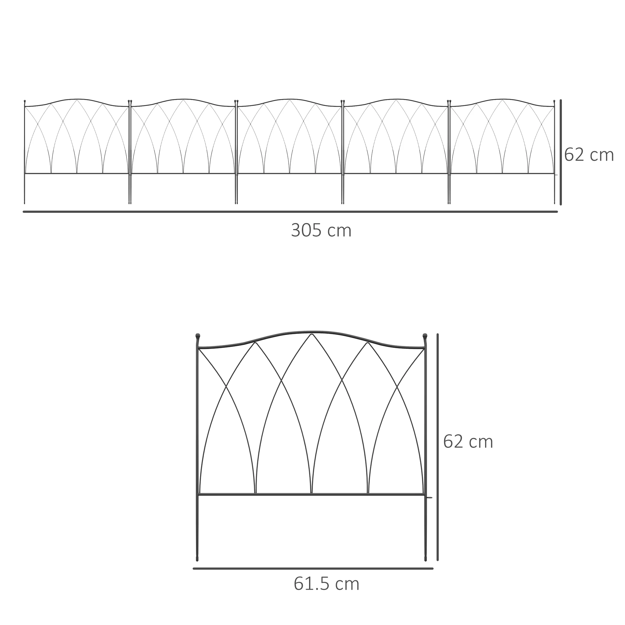 Outsunny 5PCs Decorative Garden Fencing Metal Border Edging - Image 5