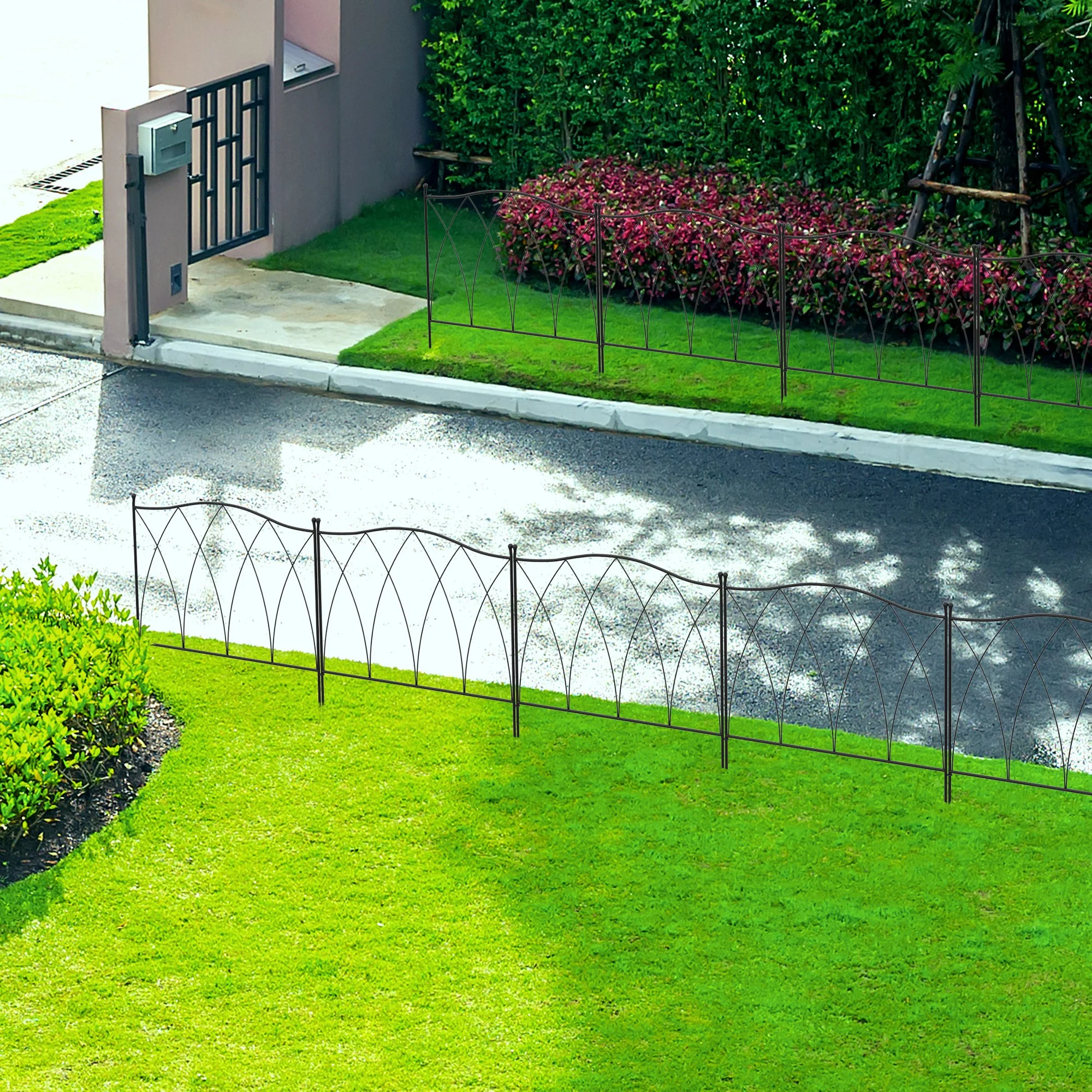 Outsunny 5PCs Decorative Garden Fencing Metal Border Edging - Image 7