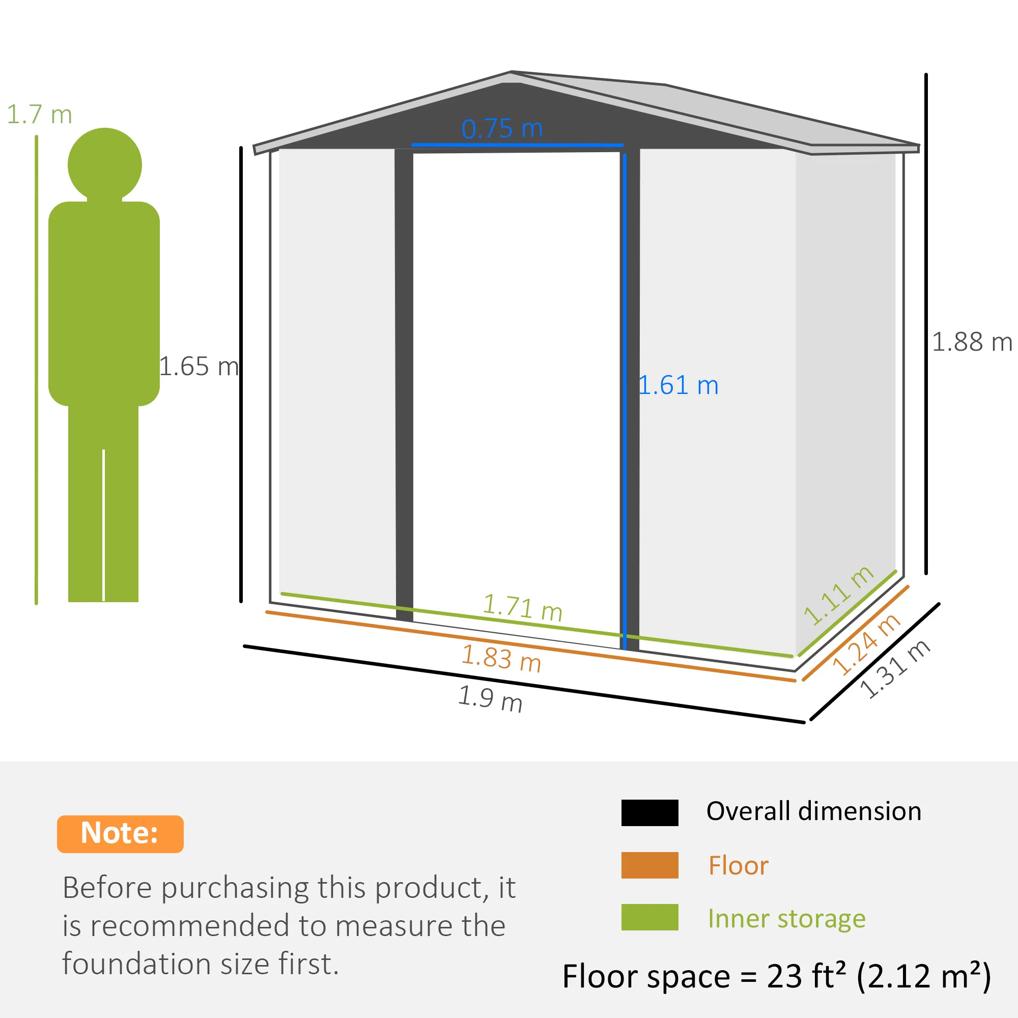 Outsunny 6.2 x 4.3ft Garden Metal Shed with Vent for Garden, Patio, Oak - Image 5