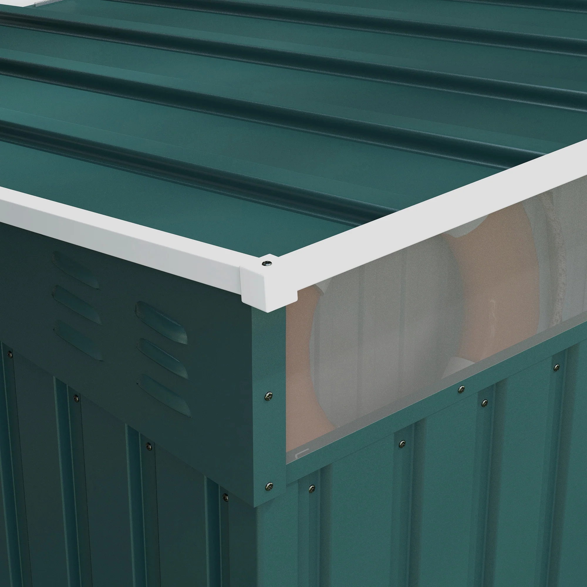 Outsunny 6.5x4FT Garden Shed Lockable Metal Tool Shed Green - Image 9